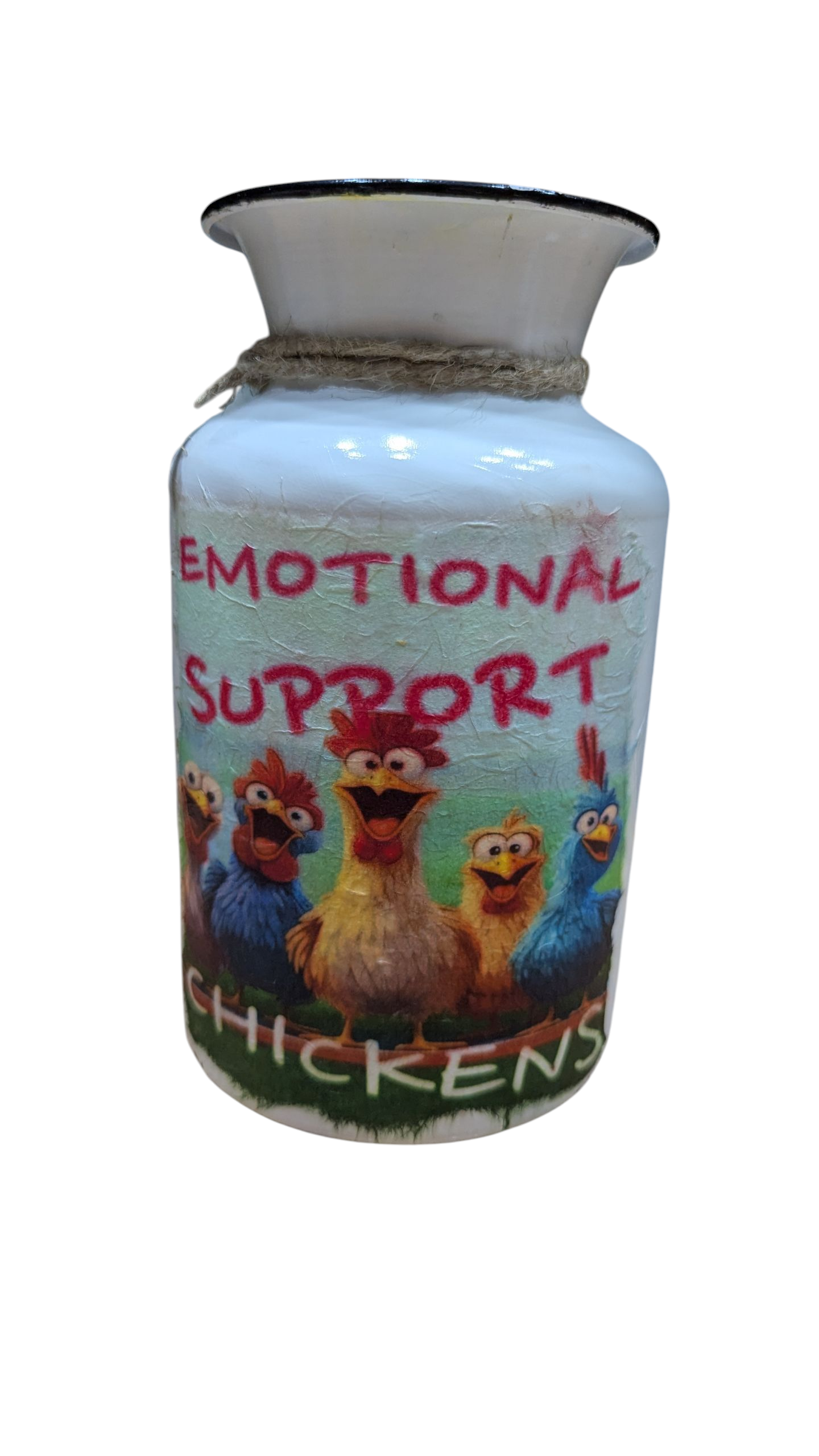 Quirky Emotional Support Chickens Milk Jug Vase