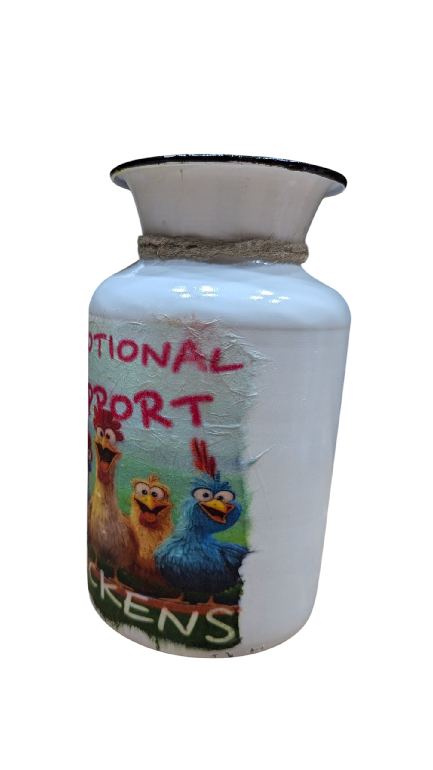Quirky Emotional Support Chickens Milk Jug Vase