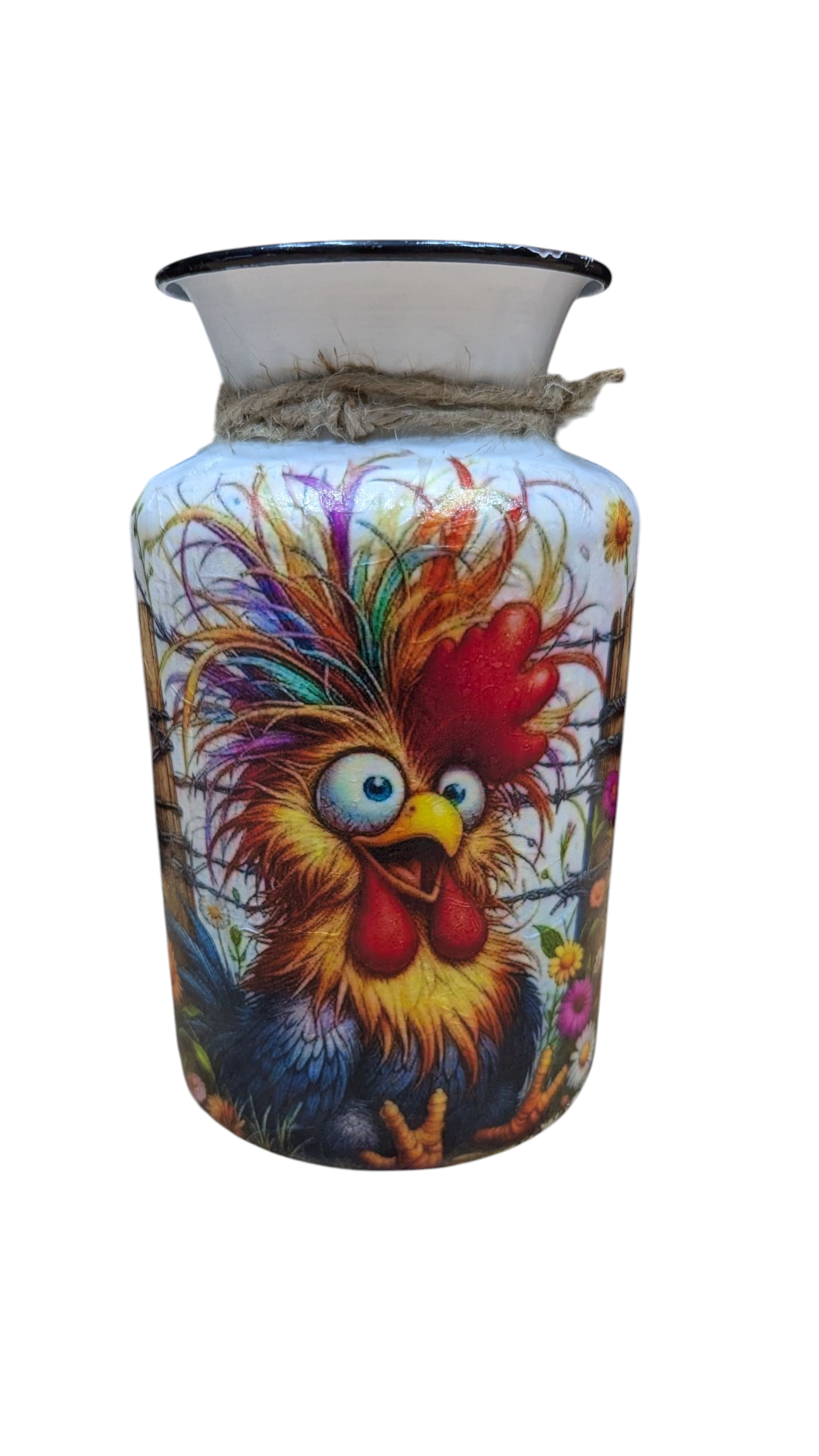 Quirky Rooster Milk Jug Vase