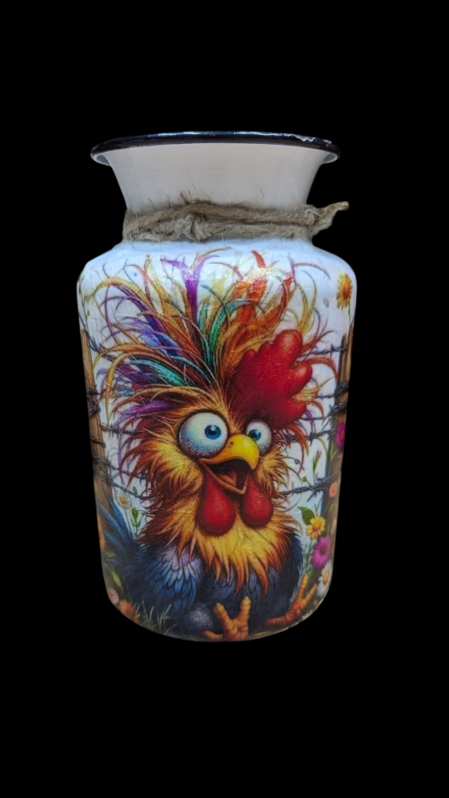 Quirky Rooster Milk Jug Vase