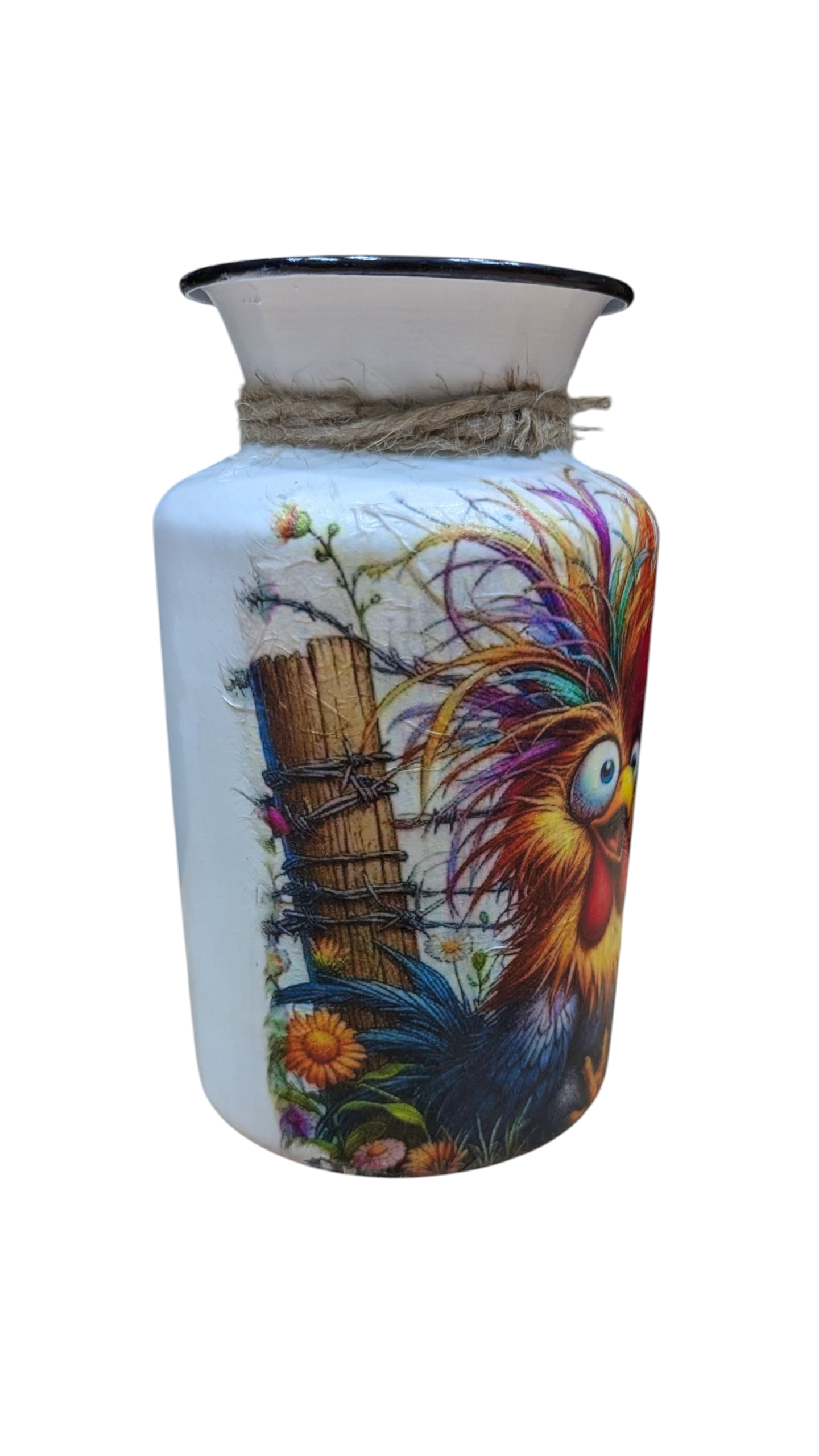 Quirky Rooster Milk Jug Vase