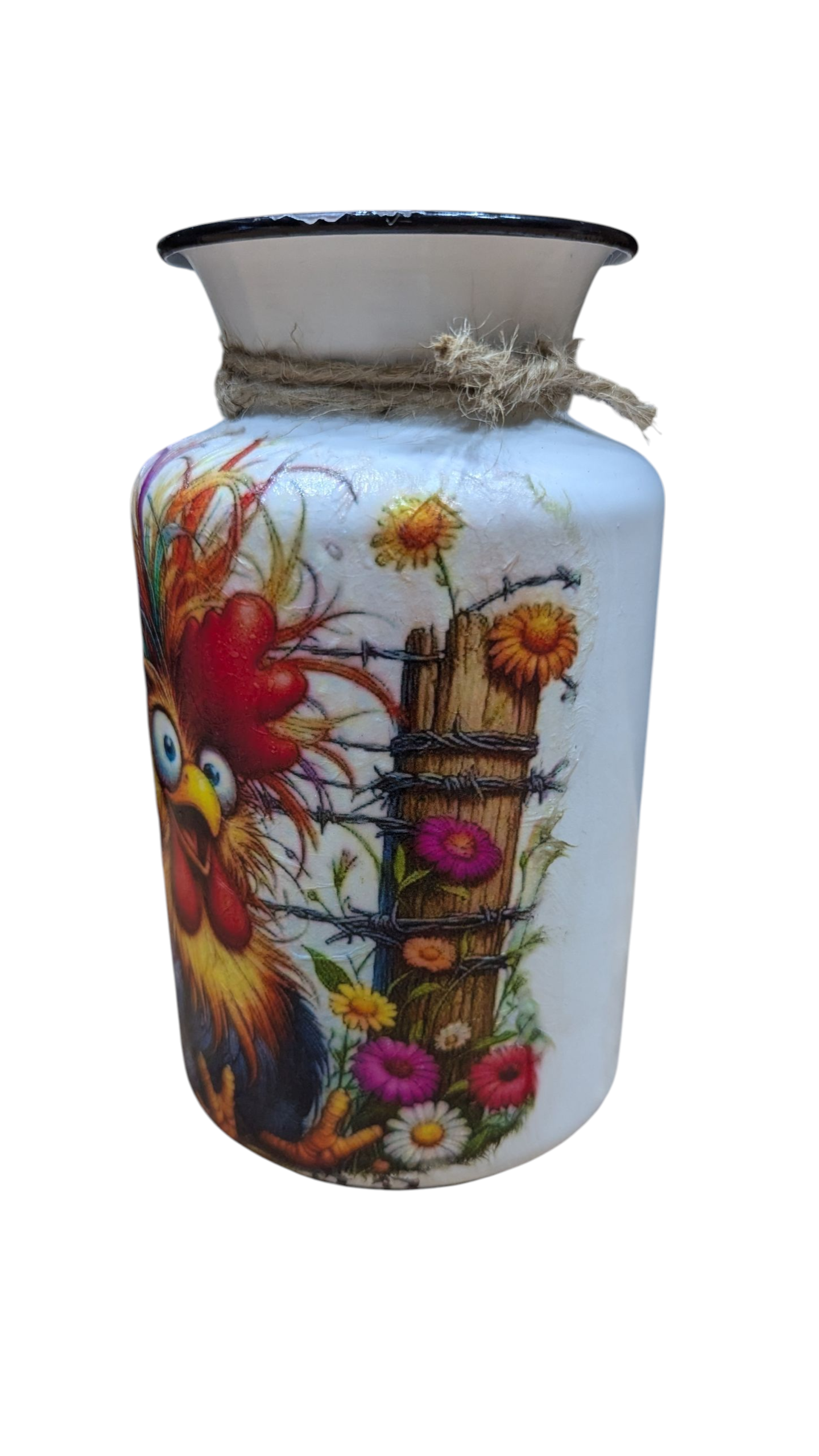 Quirky Rooster Milk Jug Vase