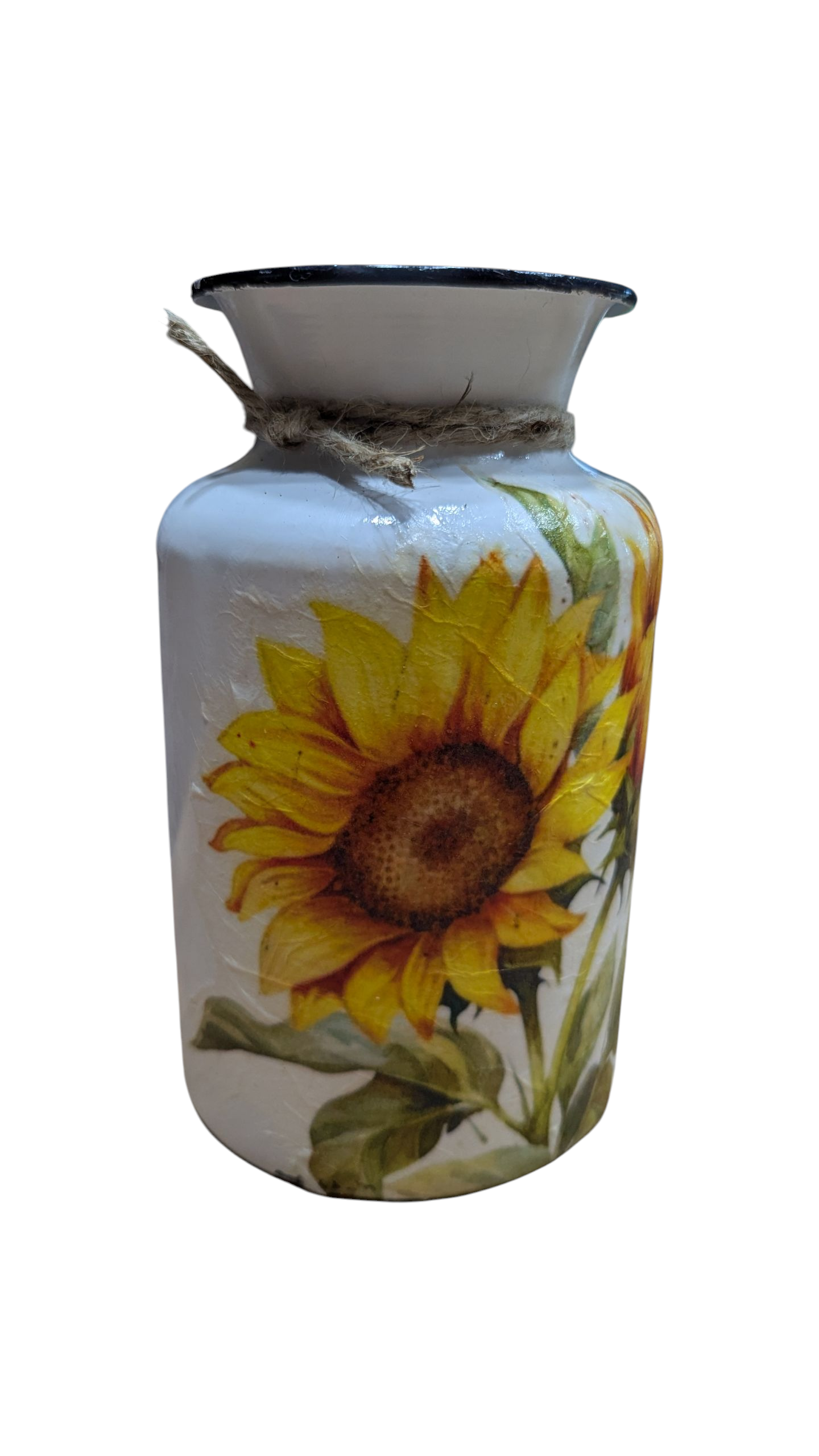 Set of two sunflower milk jug vases