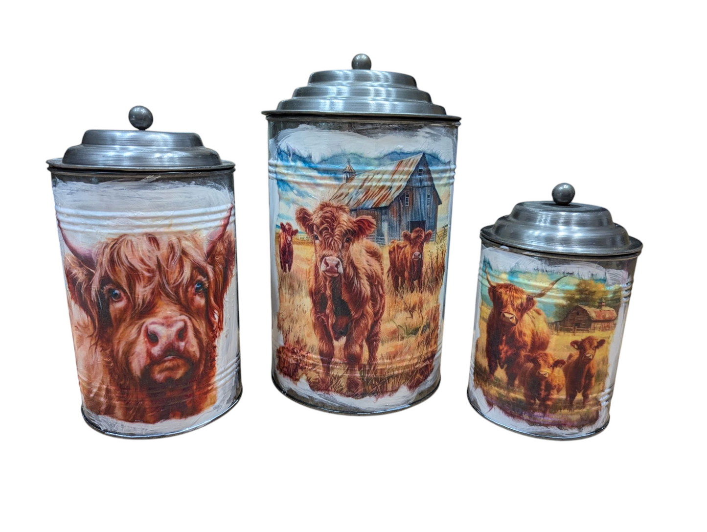 Highland Cow metal Canister Set