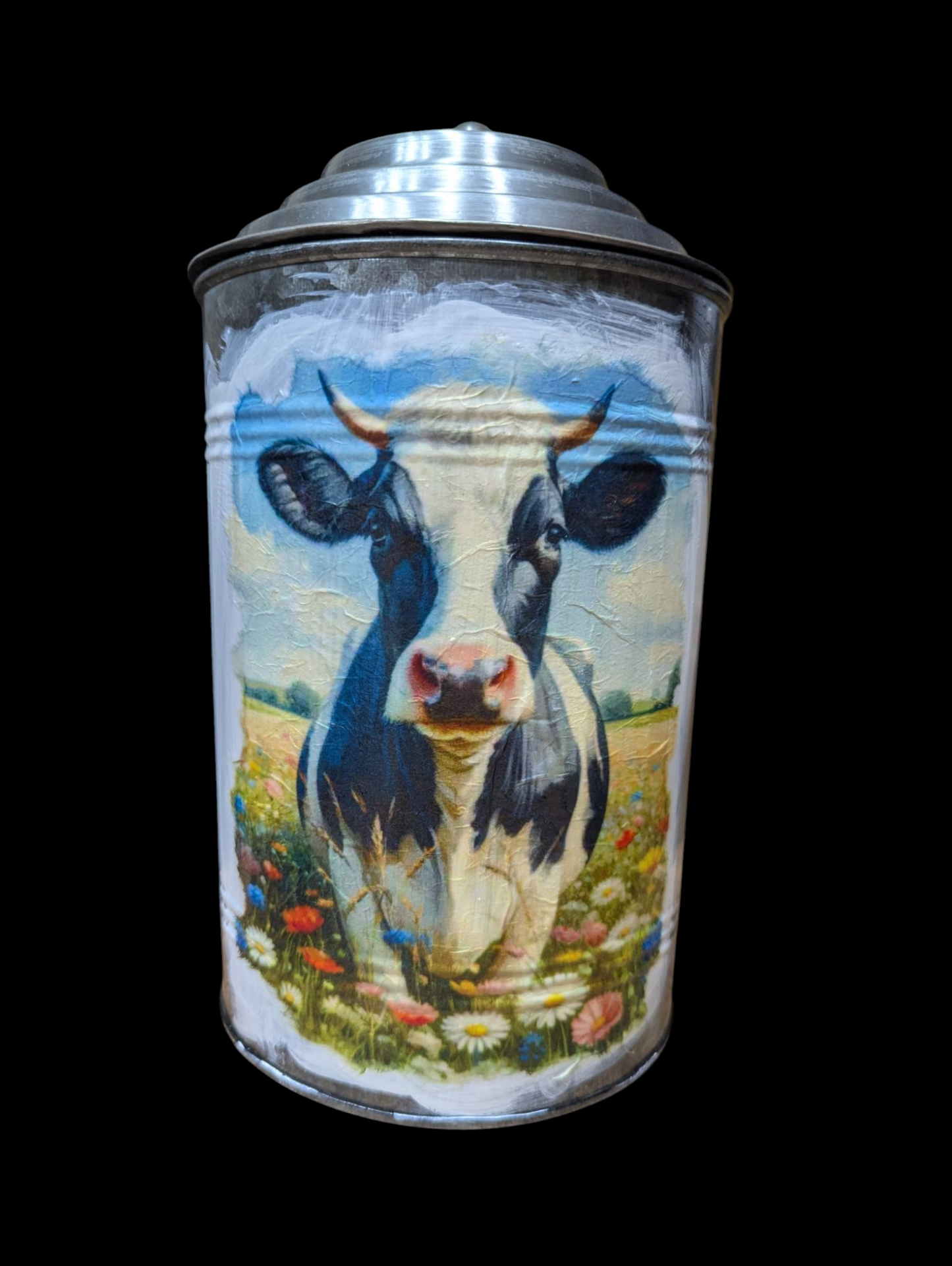 Holstein Cow Galvanized Metal Canister Set