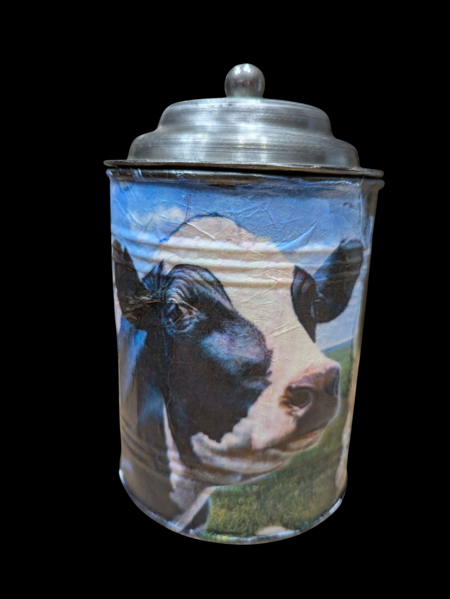Holstein Cow Galvanized Metal Canister Set
