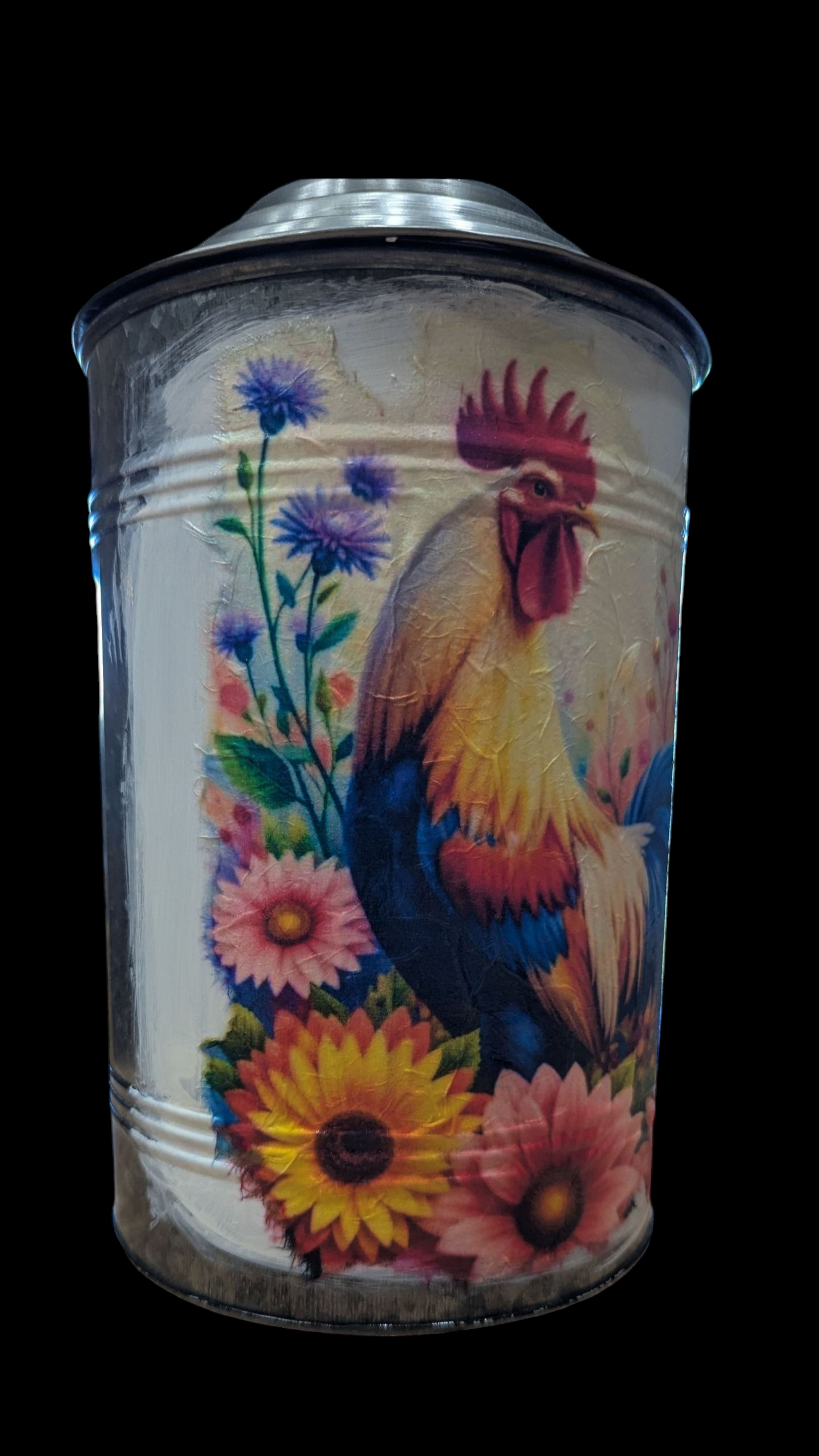 Chicken Decorative Galvanized Metal Canister Set