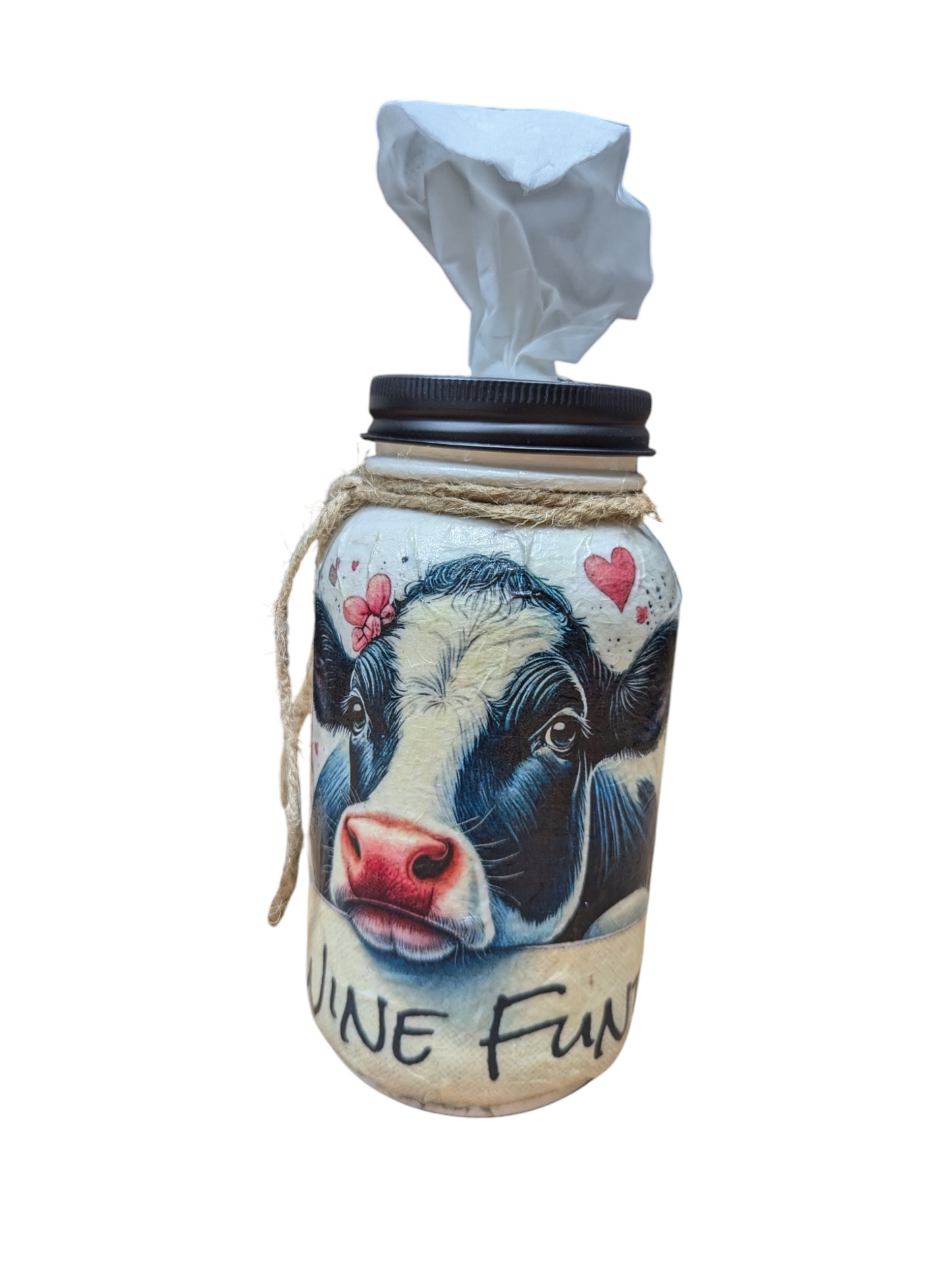 Wine Fund Holstein Cow Mason Jar