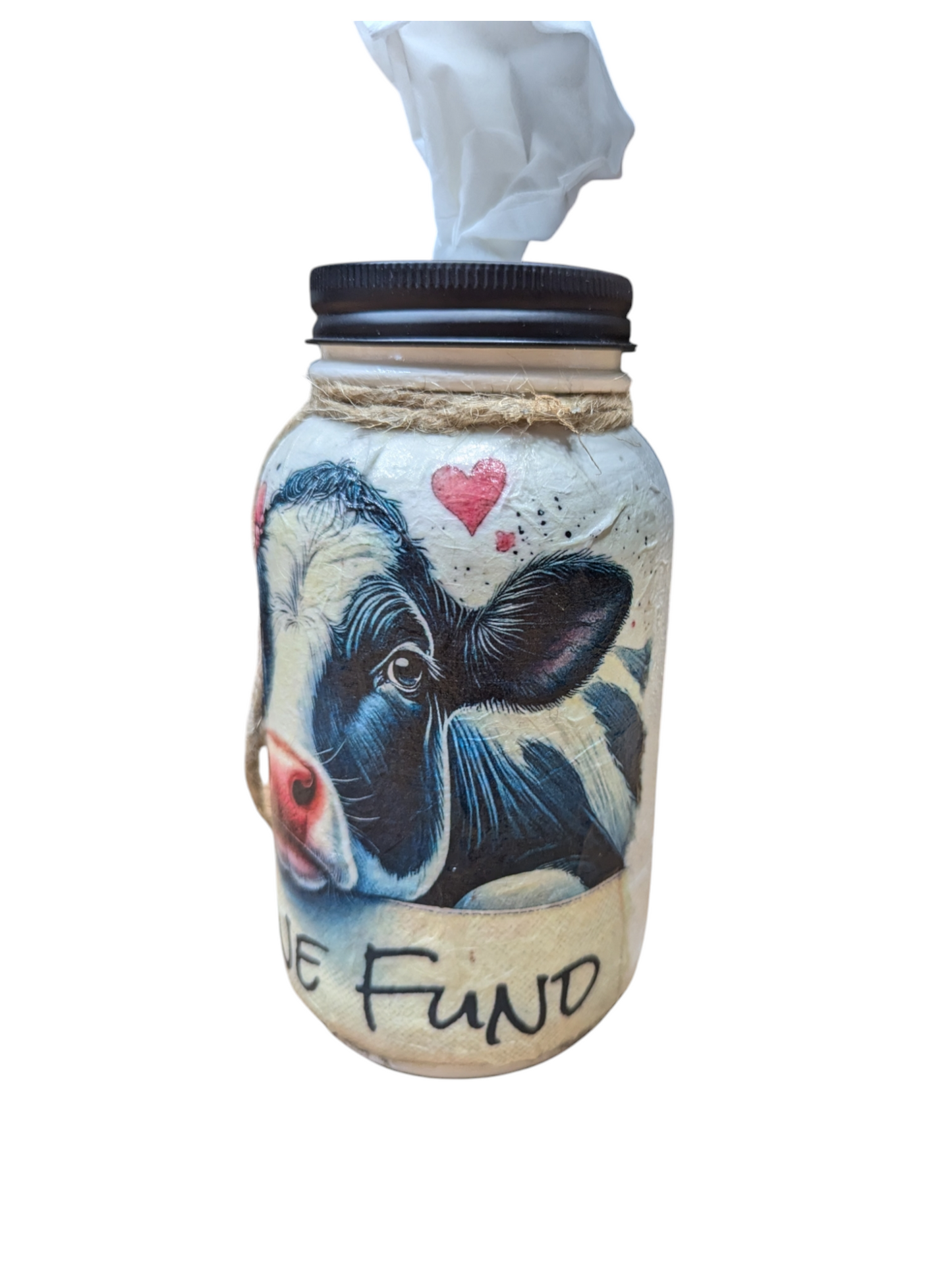 Wine Fund Holstein Cow Mason Jar