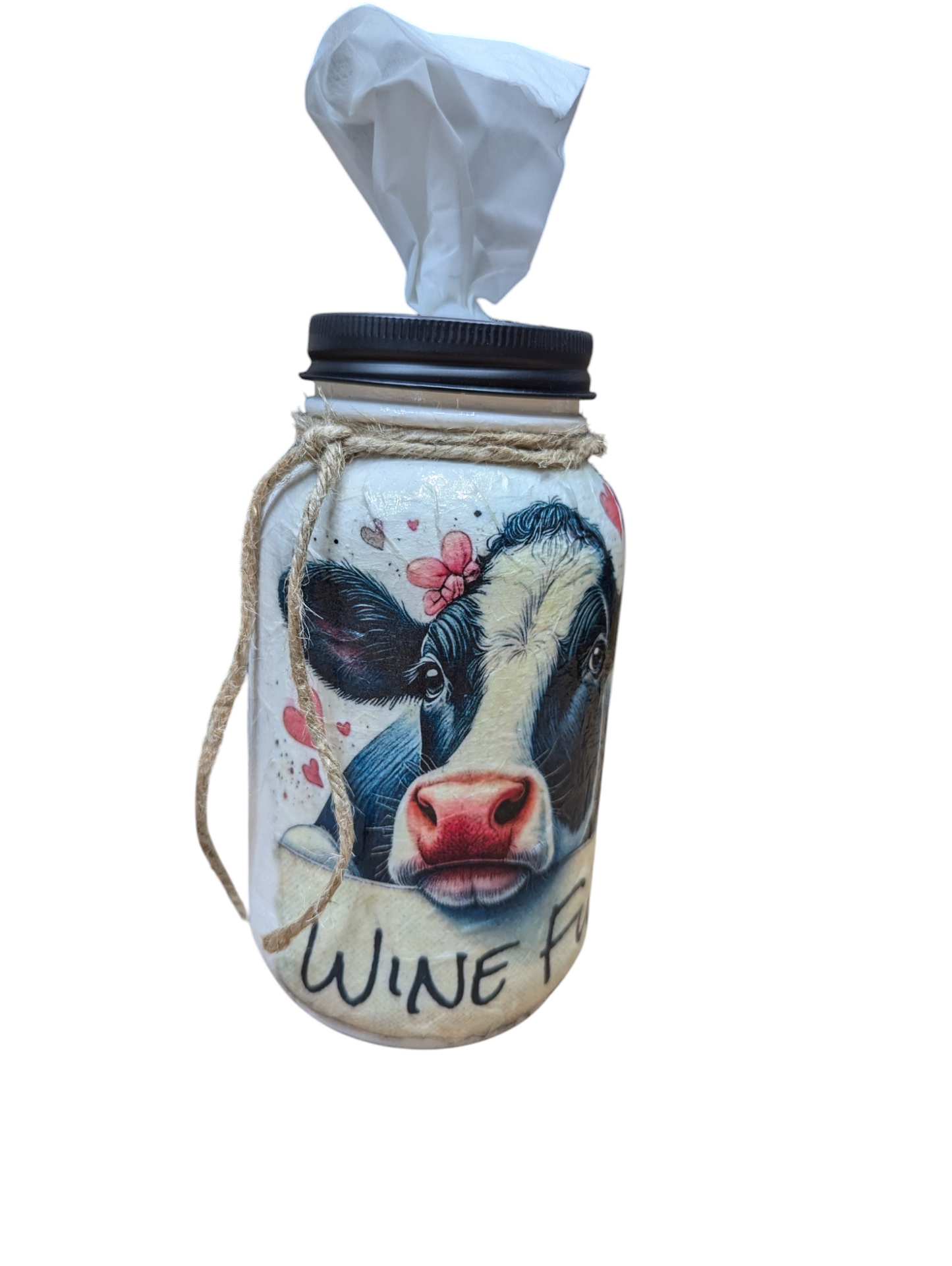 Wine Fund Holstein Cow Mason Jar