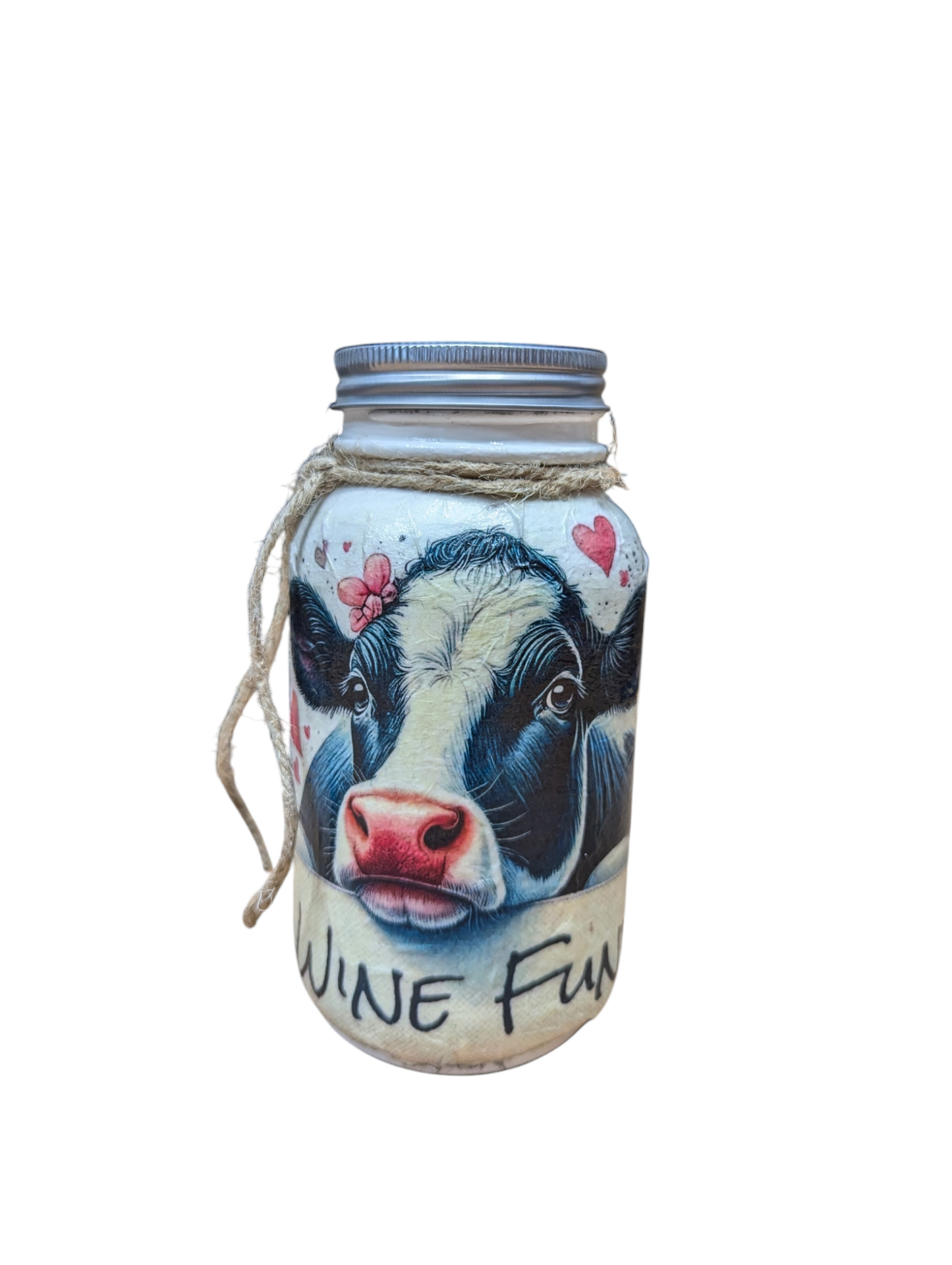 Wine Fund Holstein Cow Mason Jar