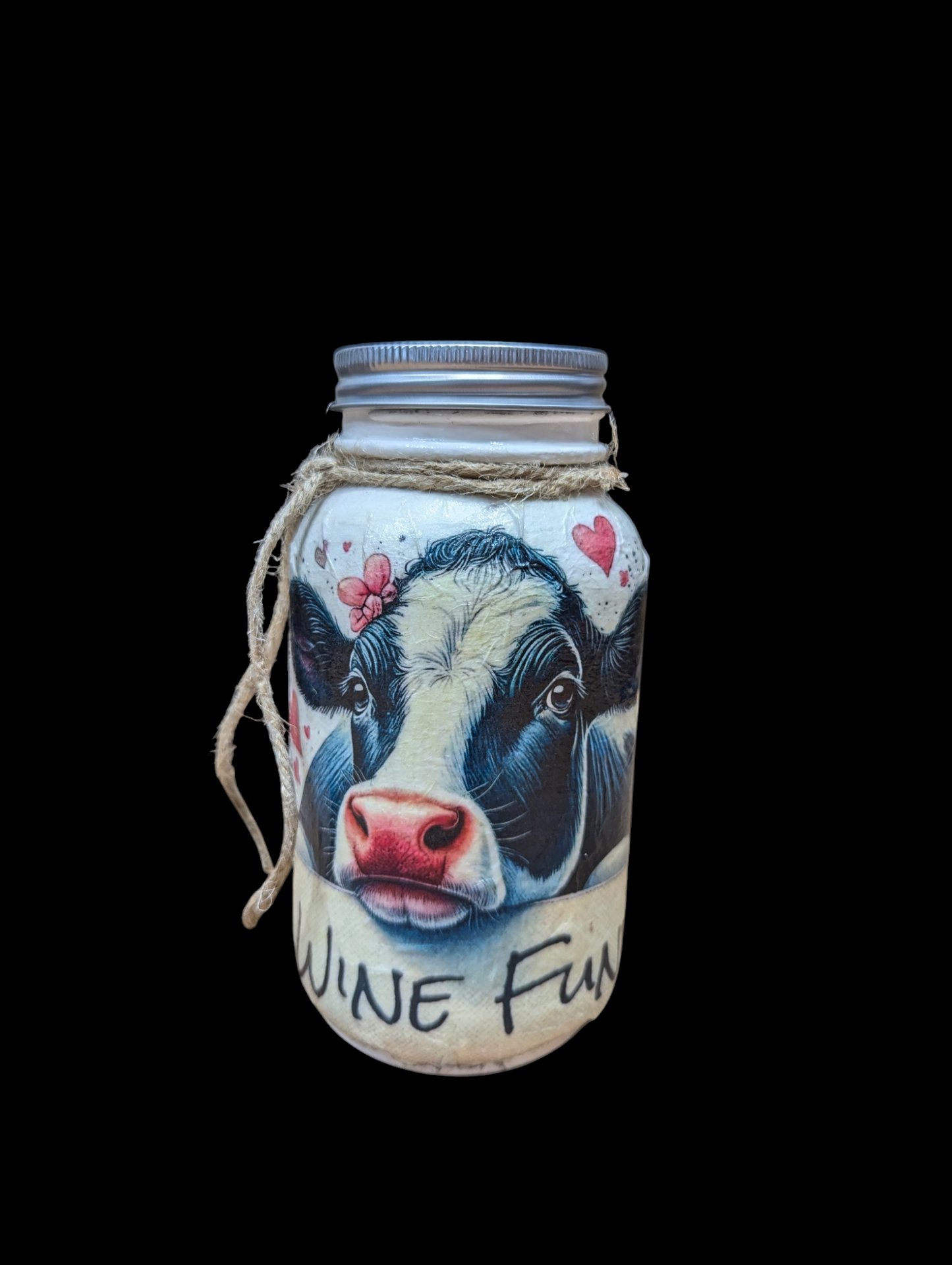 Wine Fund Holstein Cow Mason Jar