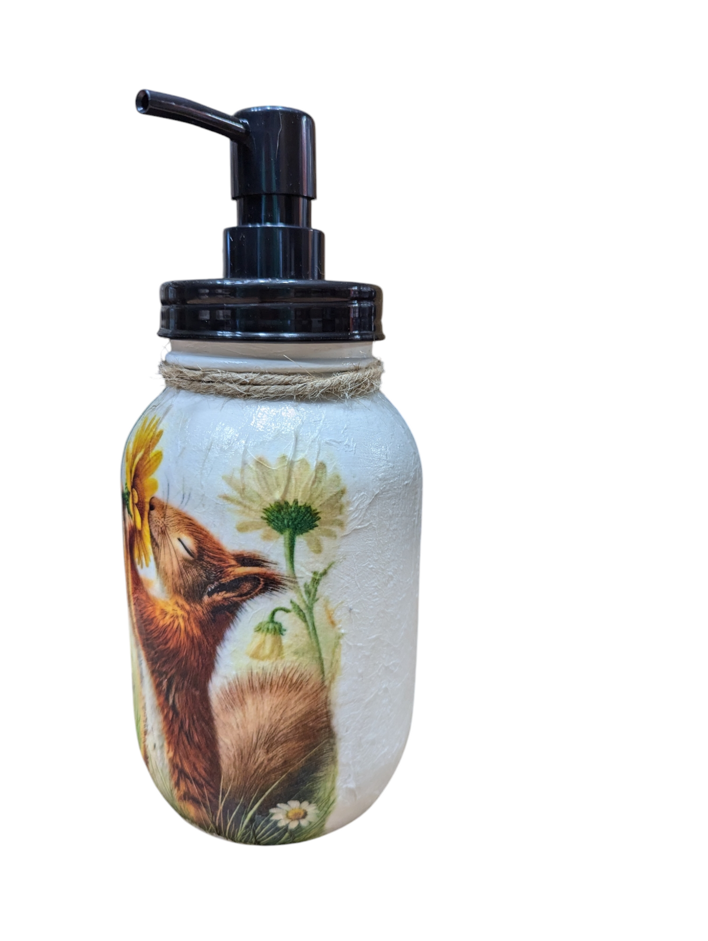 Squirrel and Flower Mason Jar
