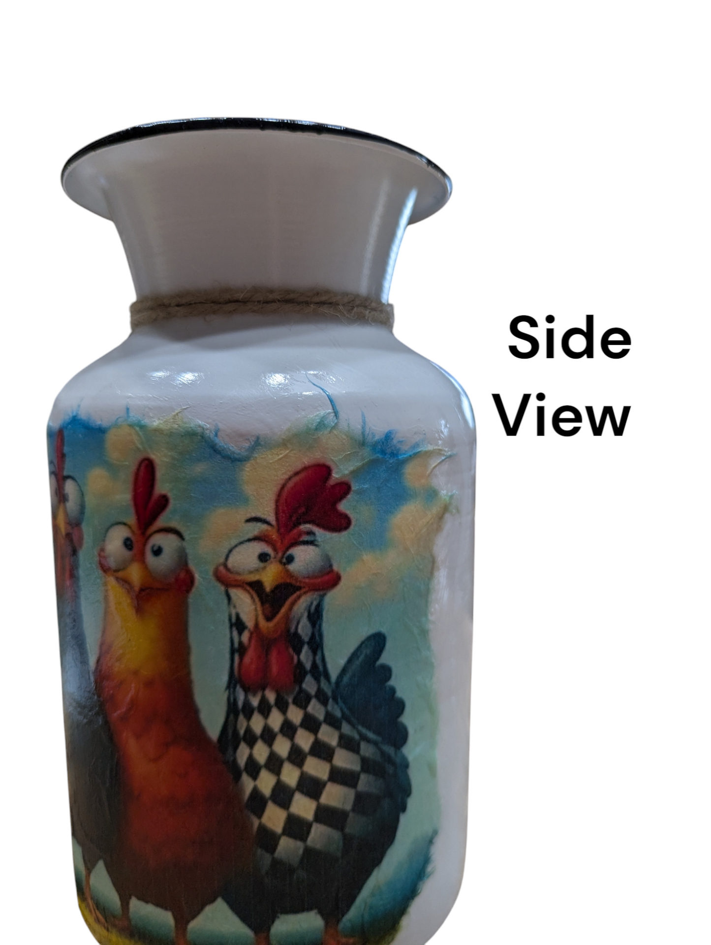 Whimsical Chickens Milk Jug Vase