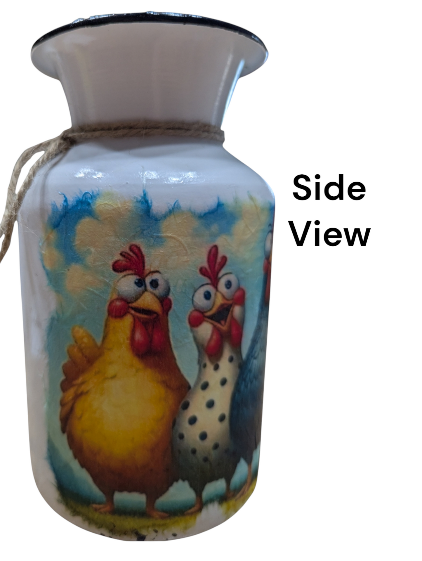 Whimsical Chickens Milk Jug Vase