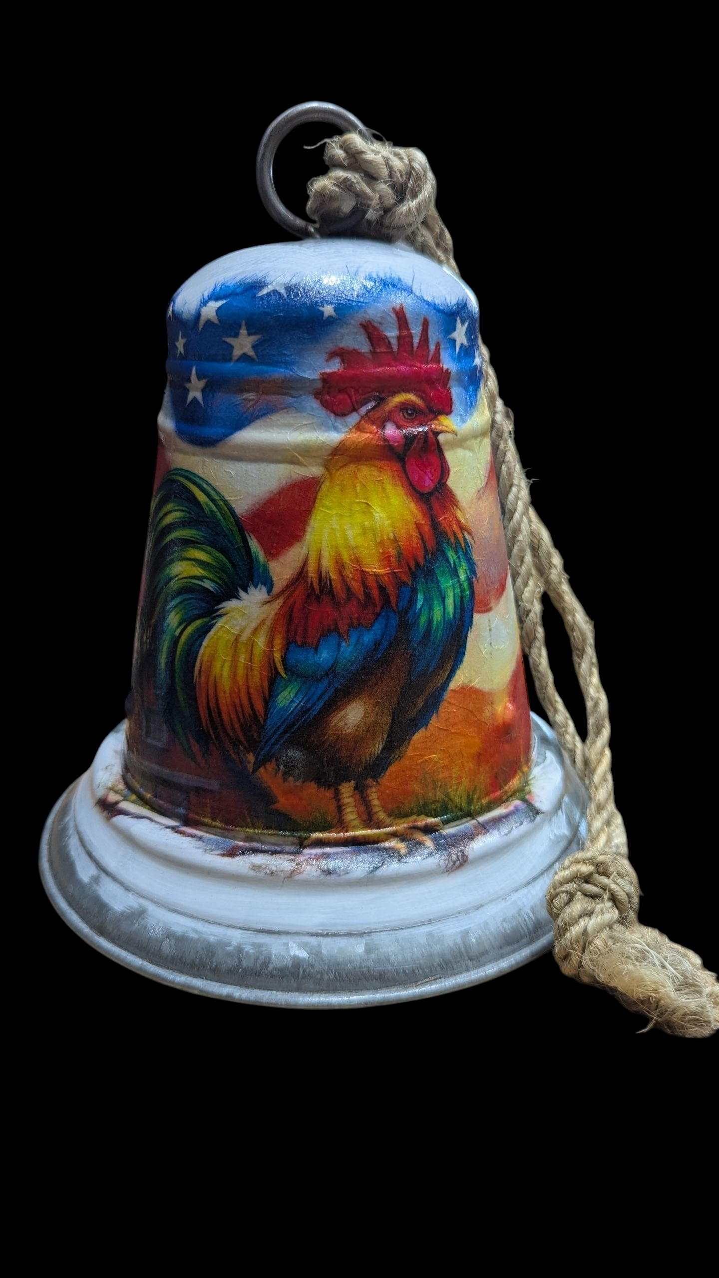 American Flag Patriot Rooster Chicken Bell