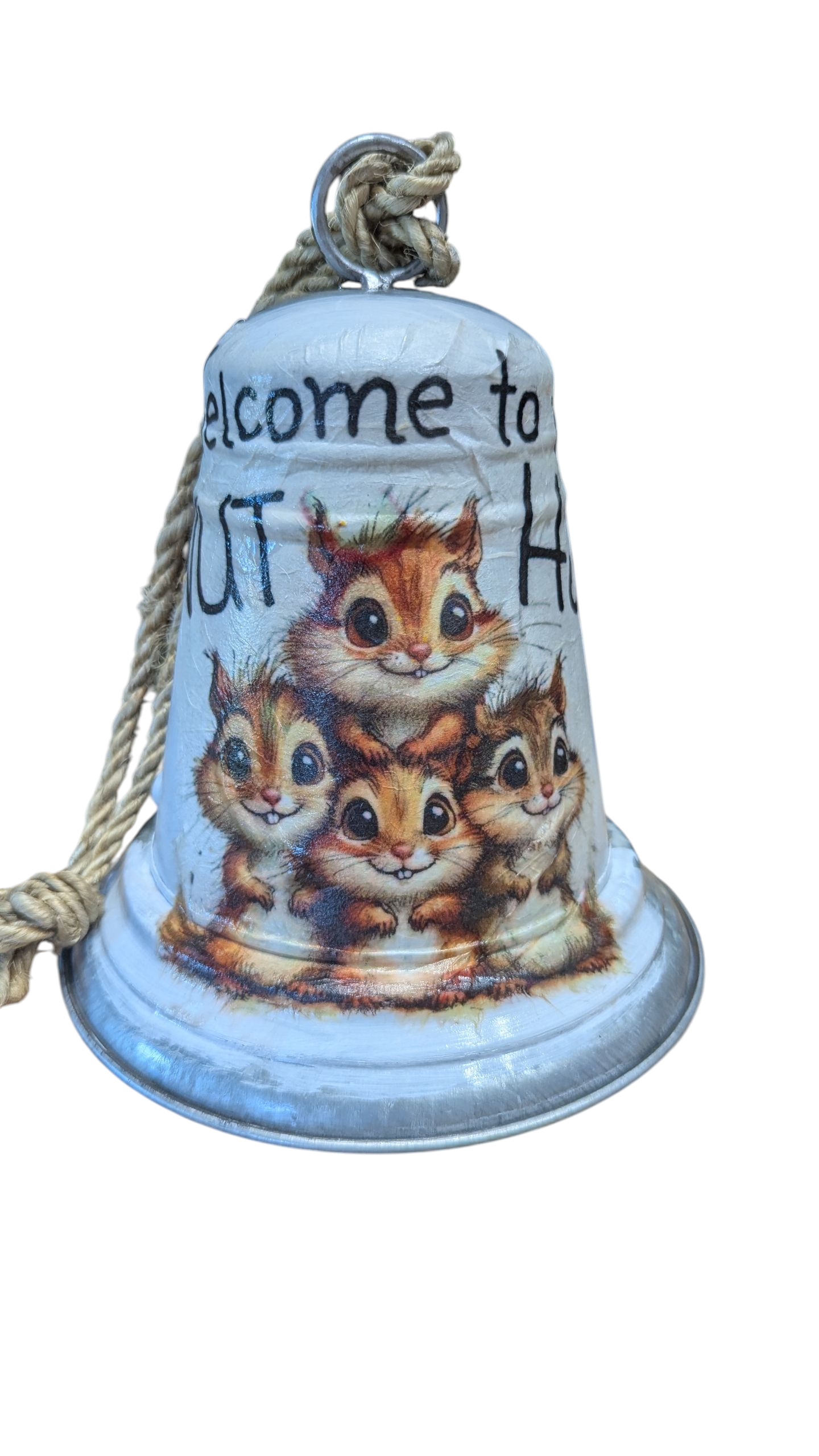 Welcome to the Nut Hut Whimsical Squirrel Decorative Bell