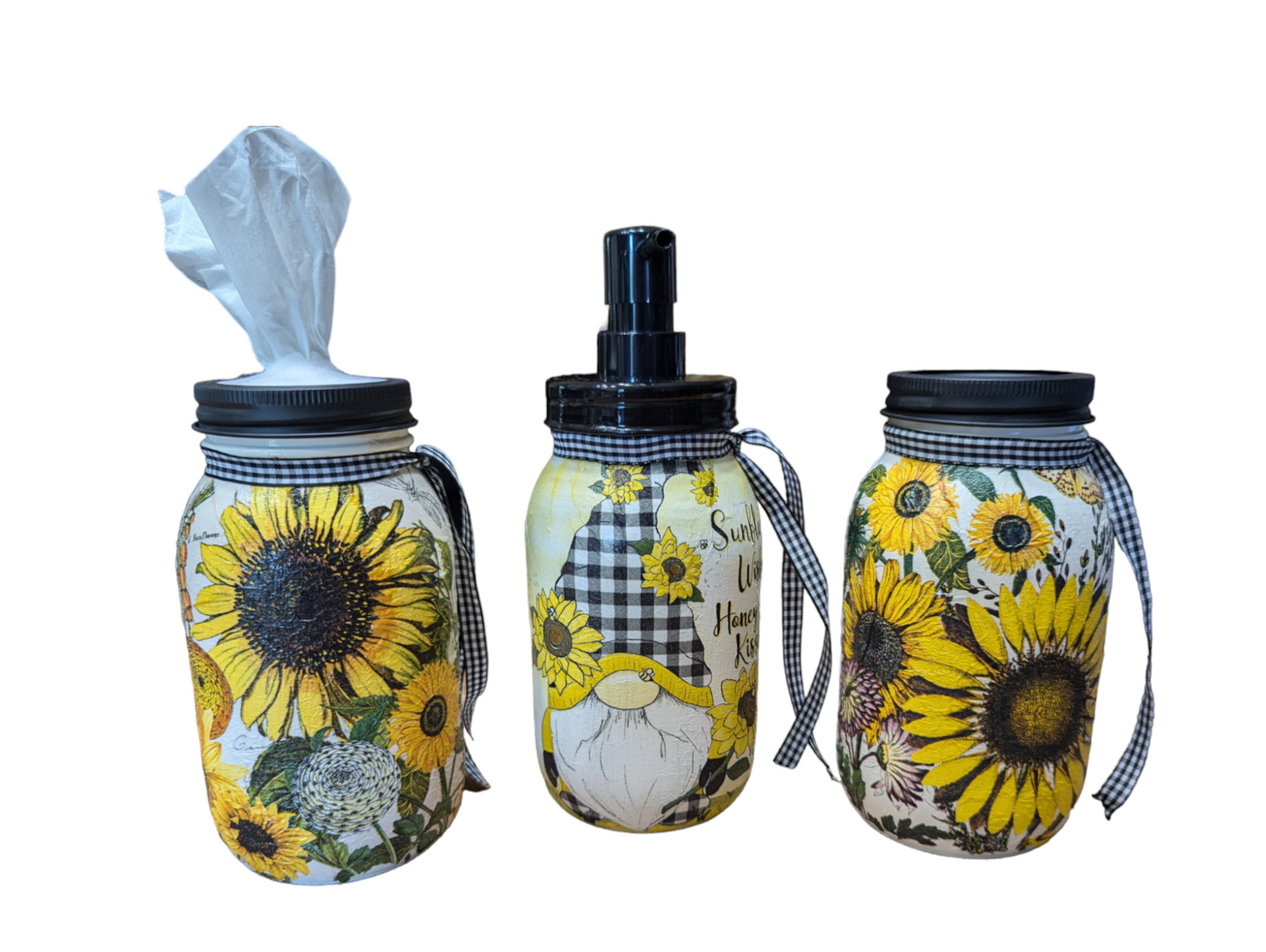 Sunflower Bee Gnome Bathroom Accessory Set