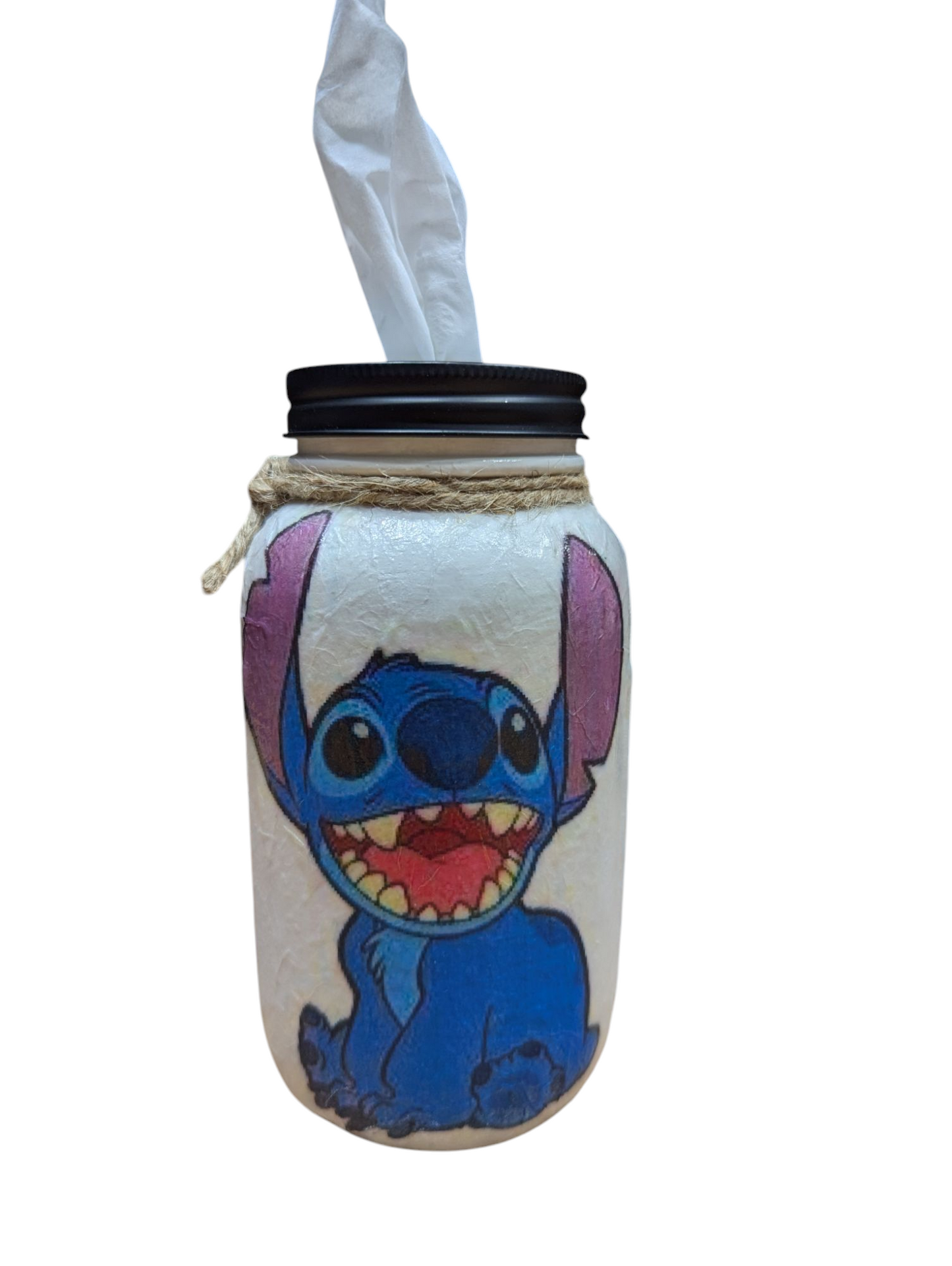 Stitch Mason Jar Soap Pump, Tissue Dispenser, Vase, Canister, or Light