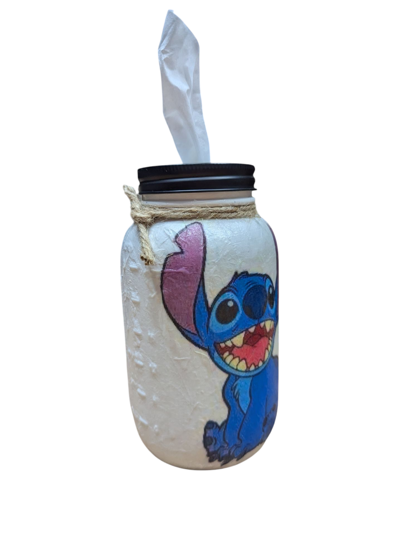 Stitch Mason Jar Soap Pump, Tissue Dispenser, Vase, Canister, or Light