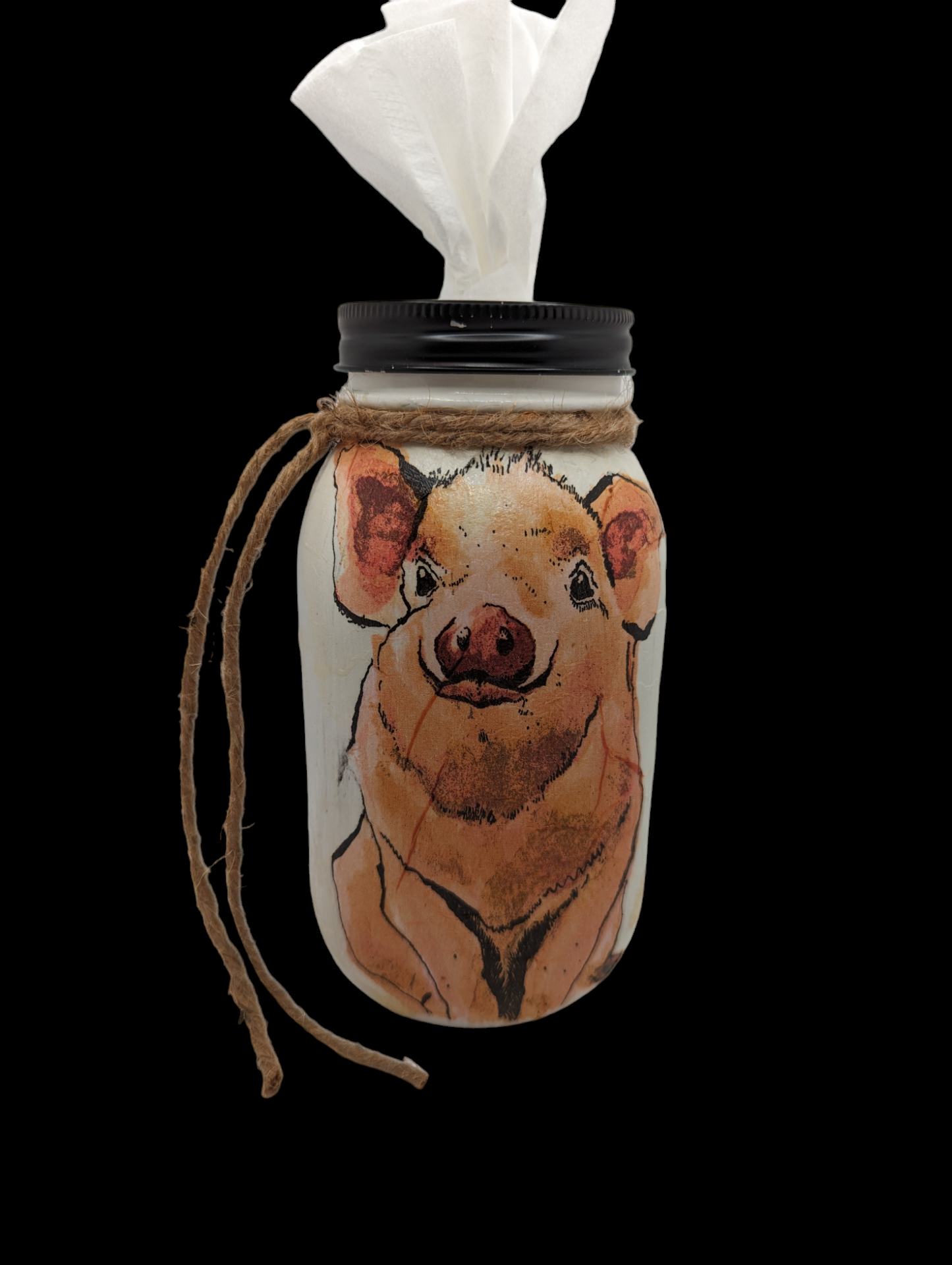 Wilbur the Pig Mason Jar Soap Pump, Tissue Dispenser, Vase, Coin Bank, Canister, or Light