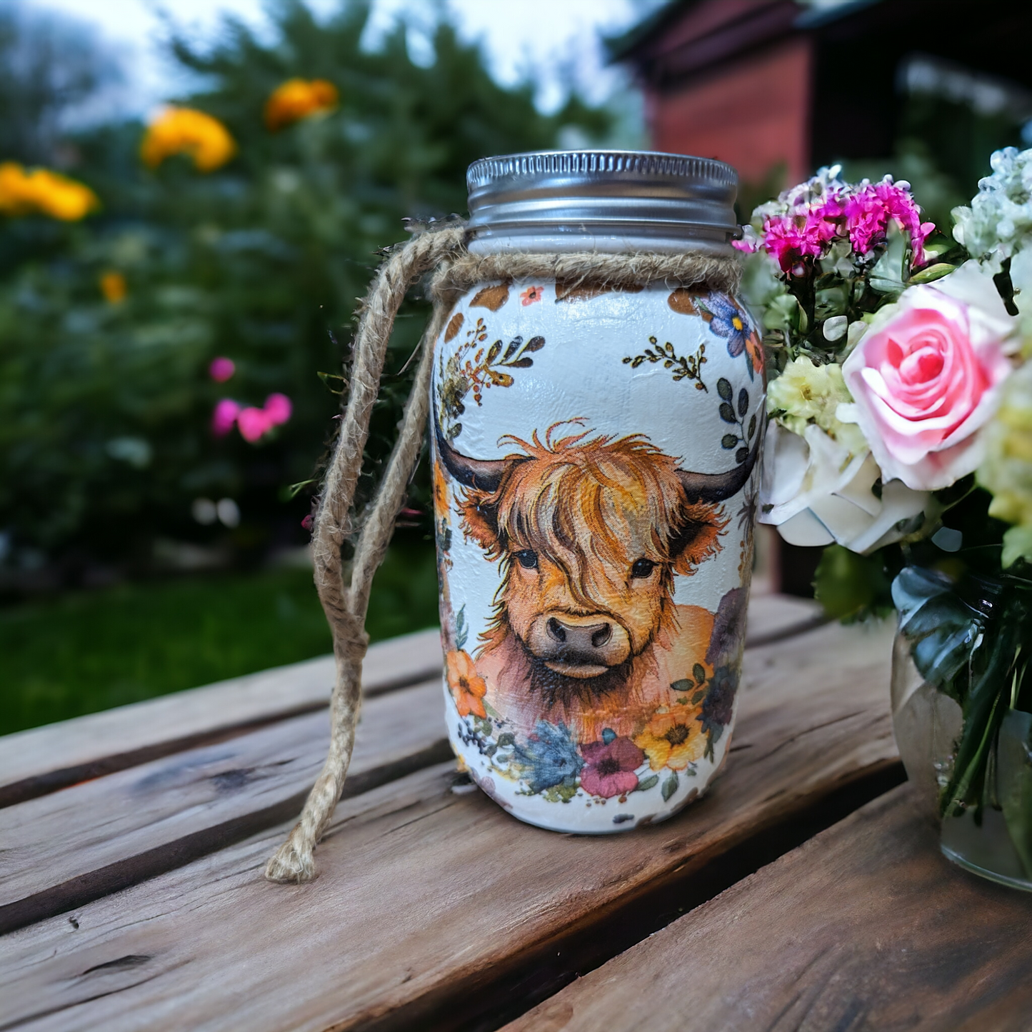 Highland Cow Mason Jar