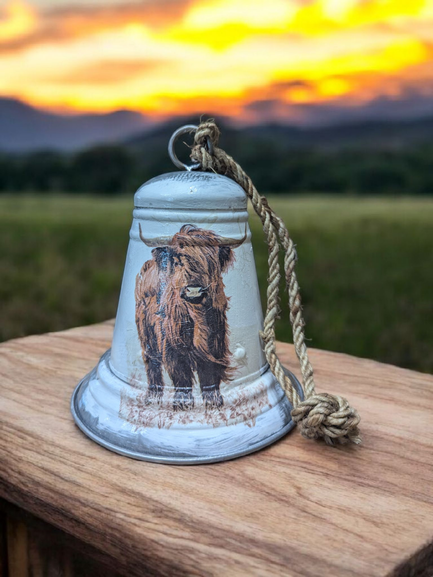 Highland Cow Galvanized Metal Bell
