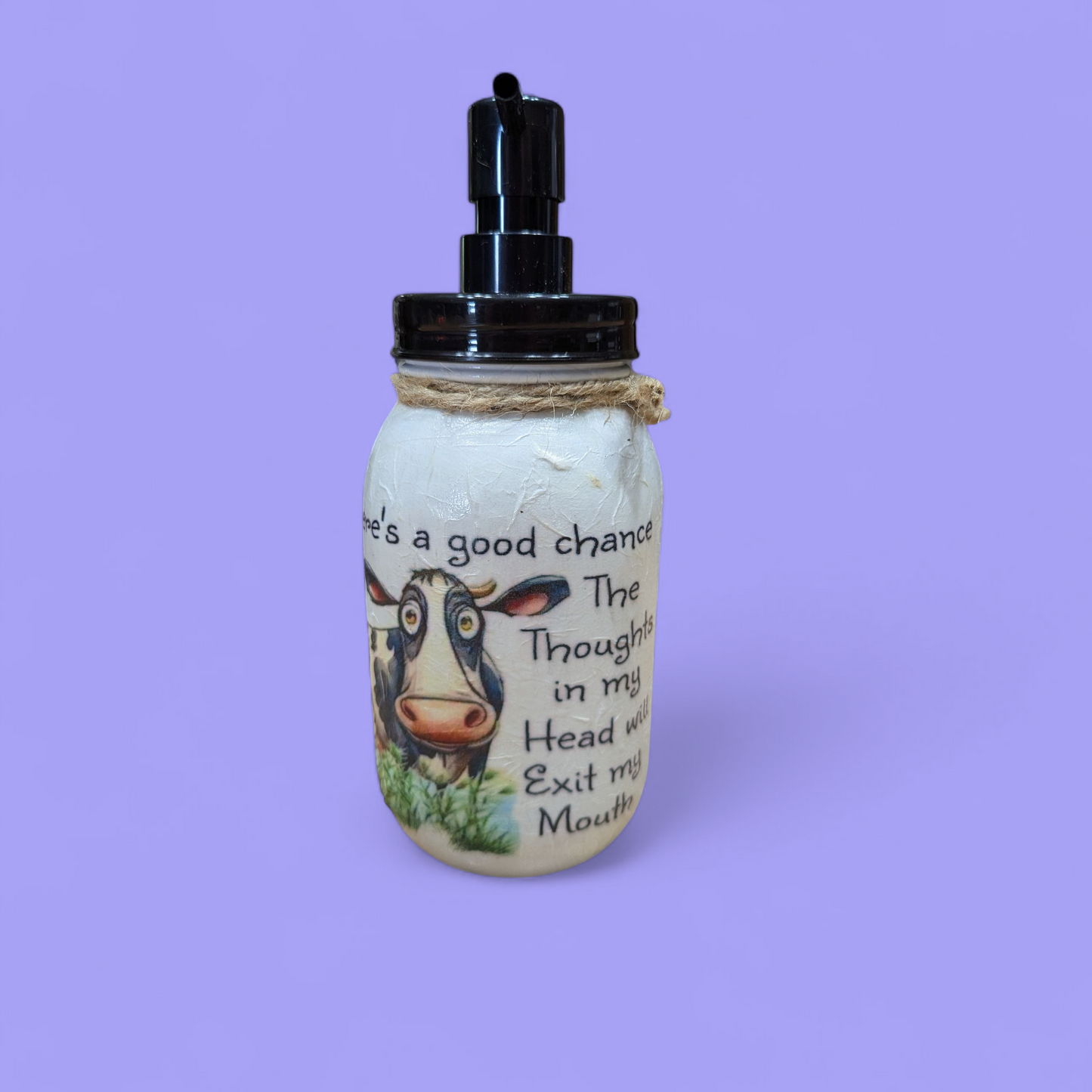 Funny Cow Mason Jar: soap pump, tissue dispenser, coin bank, vase,or canister