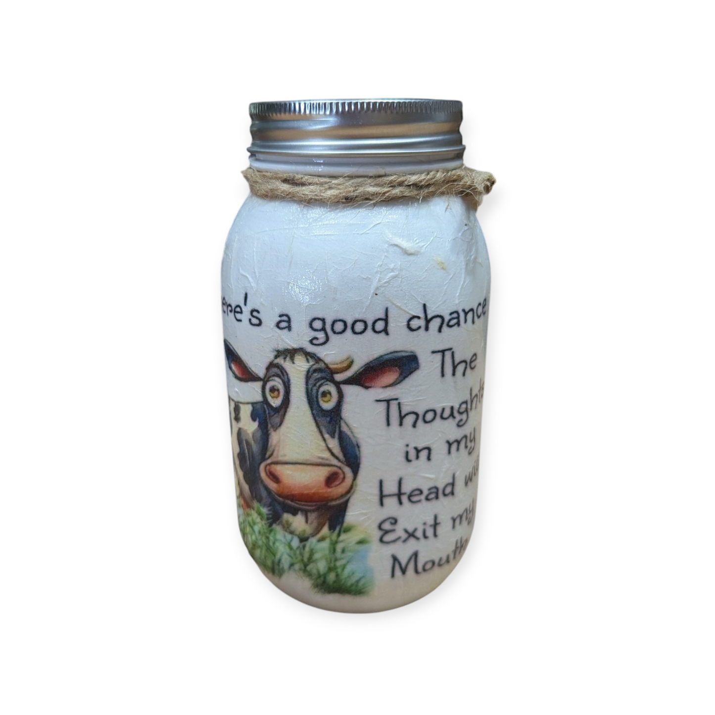 Funny Cow Mason Jar: soap pump, tissue dispenser, coin bank, vase,or canister