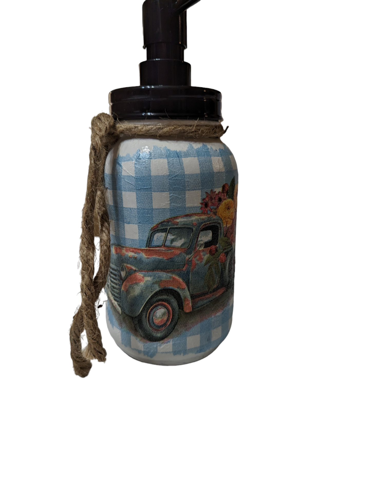 Vintage Old Flower Truck Mason Jar