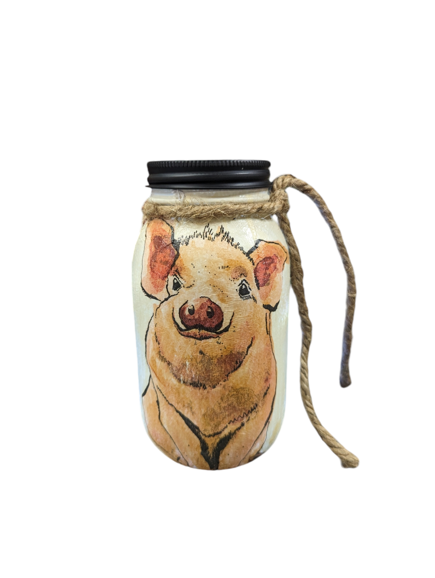 Wilbur the Pig Mason Jar Soap Pump, Tissue Dispenser, Vase, Coin Bank, Canister, or Light