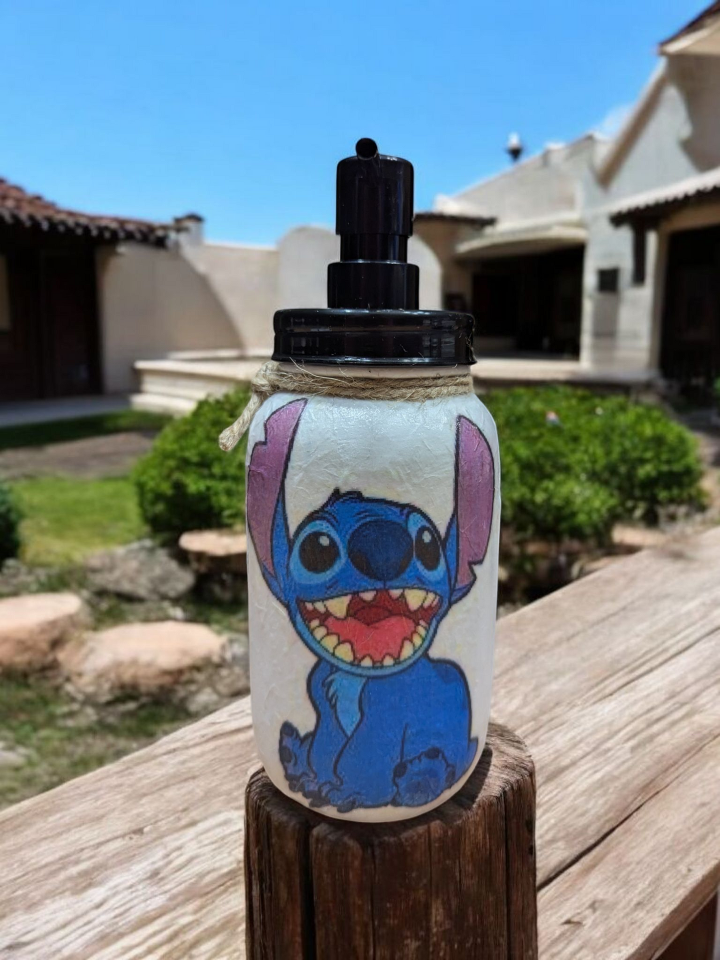 Stitch Mason Jar Soap Pump, Tissue Dispenser, Vase, Canister, or Light