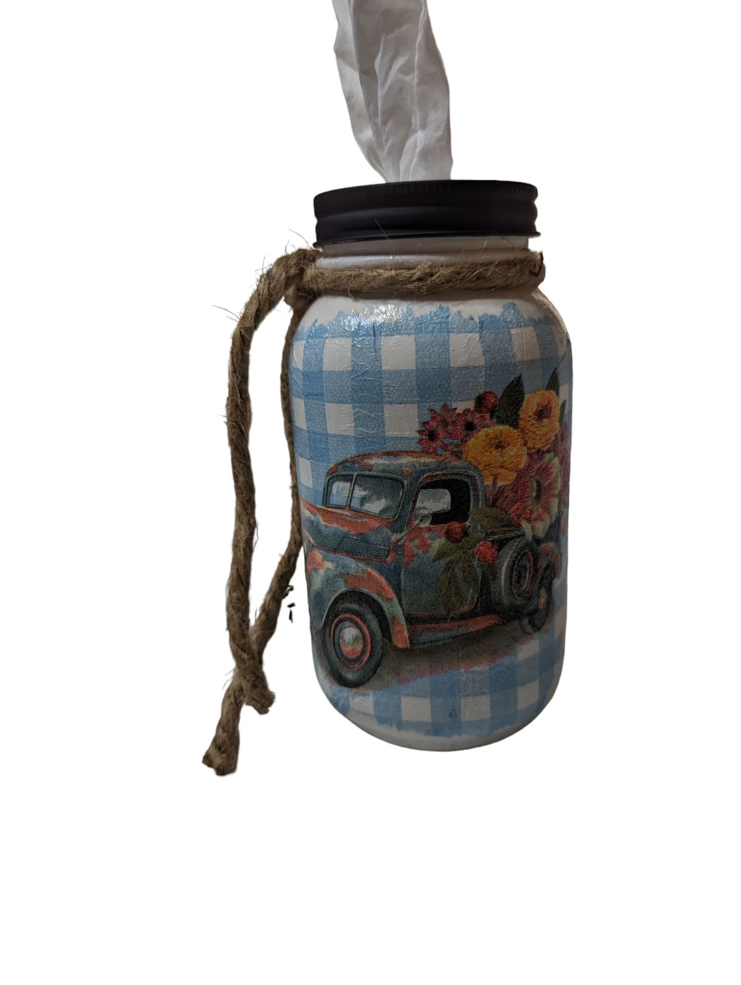 Vintage Old Flower Truck Mason Jar