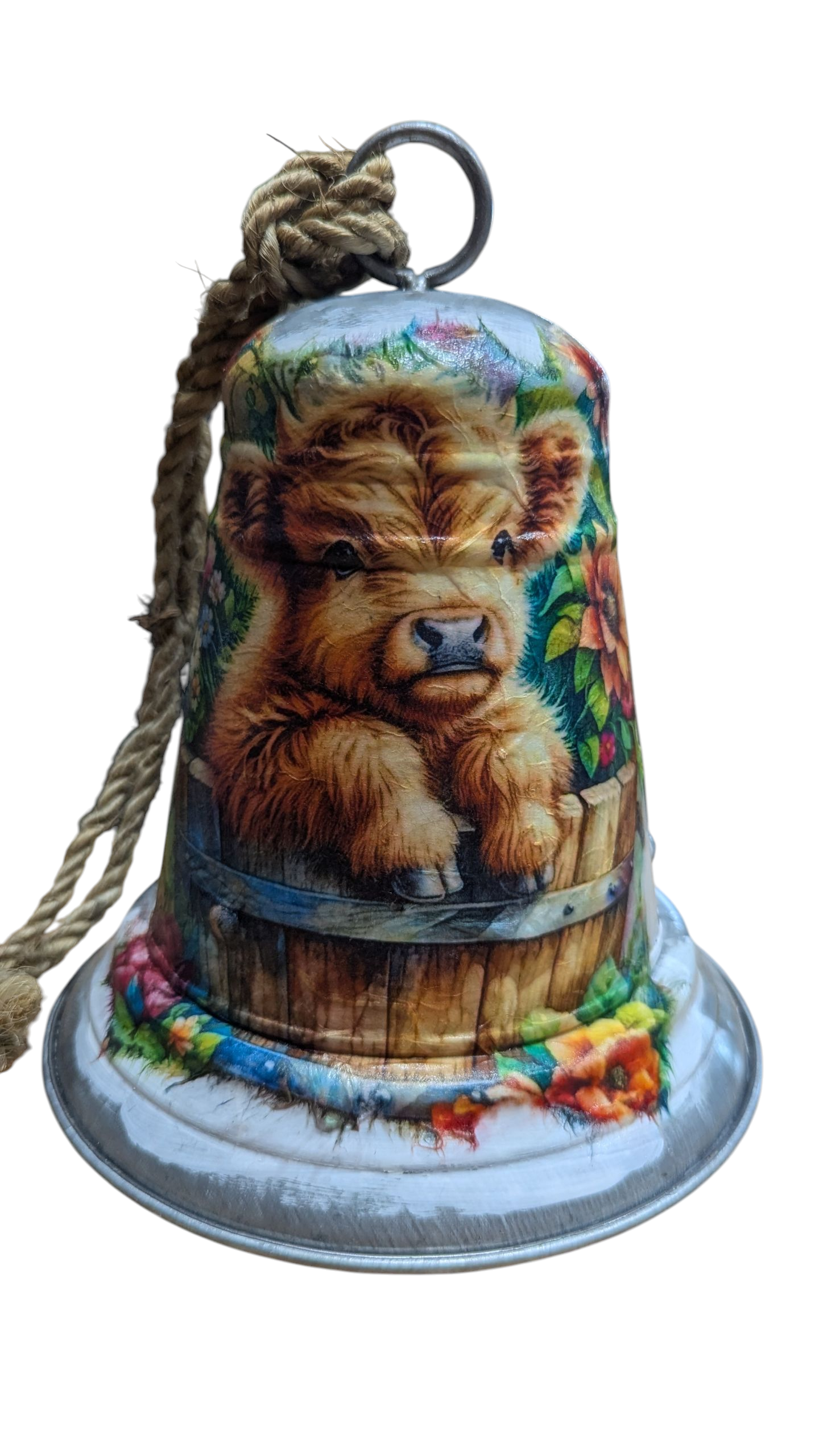 Highland Cow Baby in a Bucket Bell