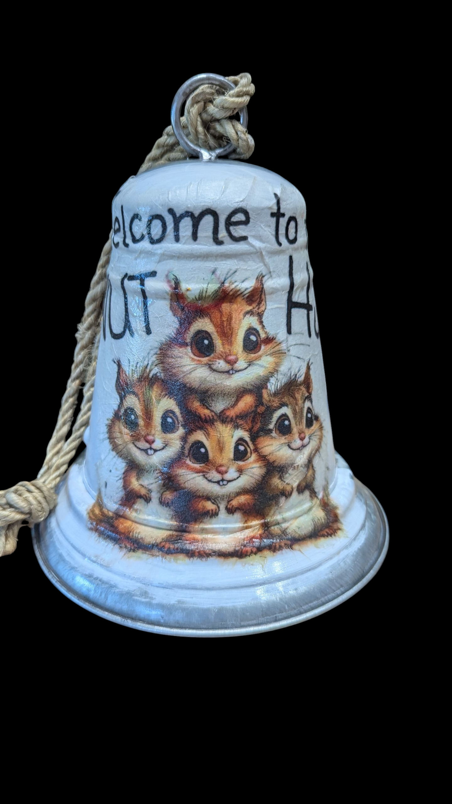 Welcome to the Nut Hut Whimsical Squirrel Decorative Bell