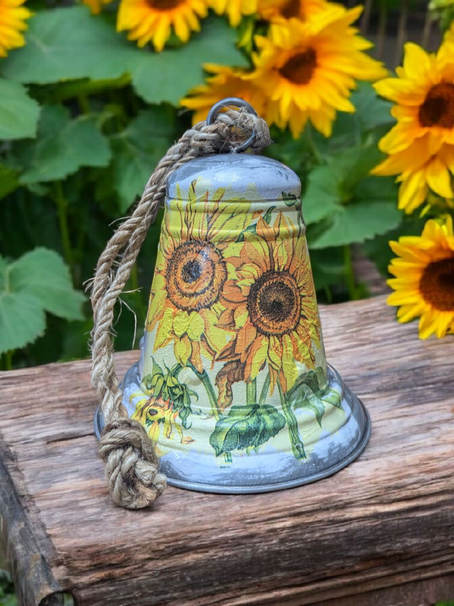 Sunflower Galvanized Metal Bell