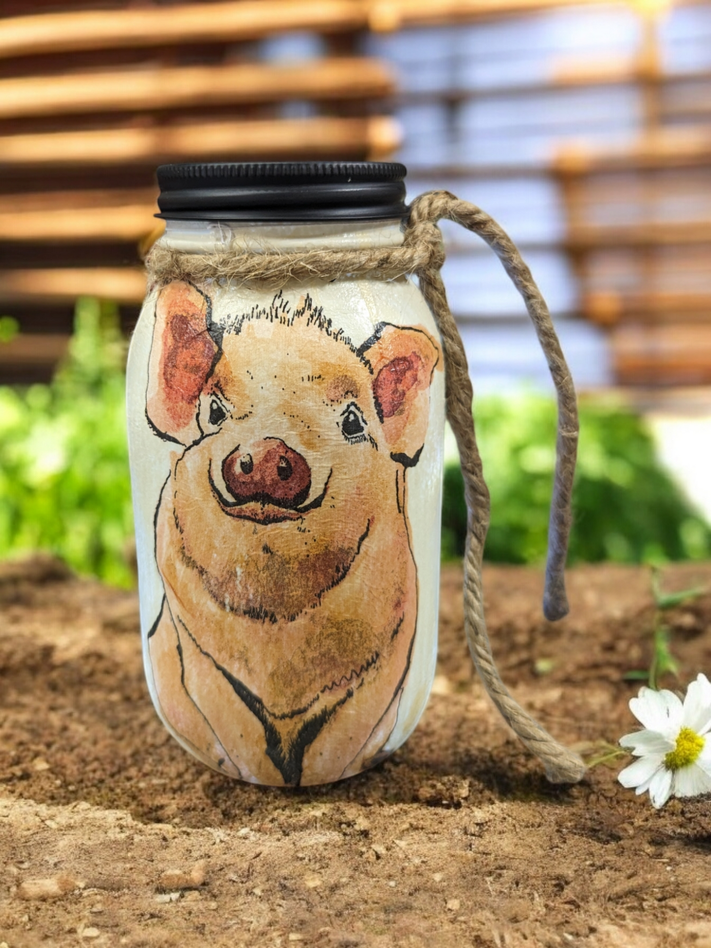 Wilbur the Pig Mason Jar Soap Pump, Tissue Dispenser, Vase, Coin Bank, Canister, or Light