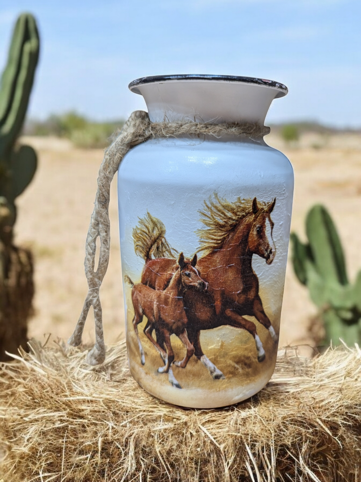 Running Horses Milk Jug Vase