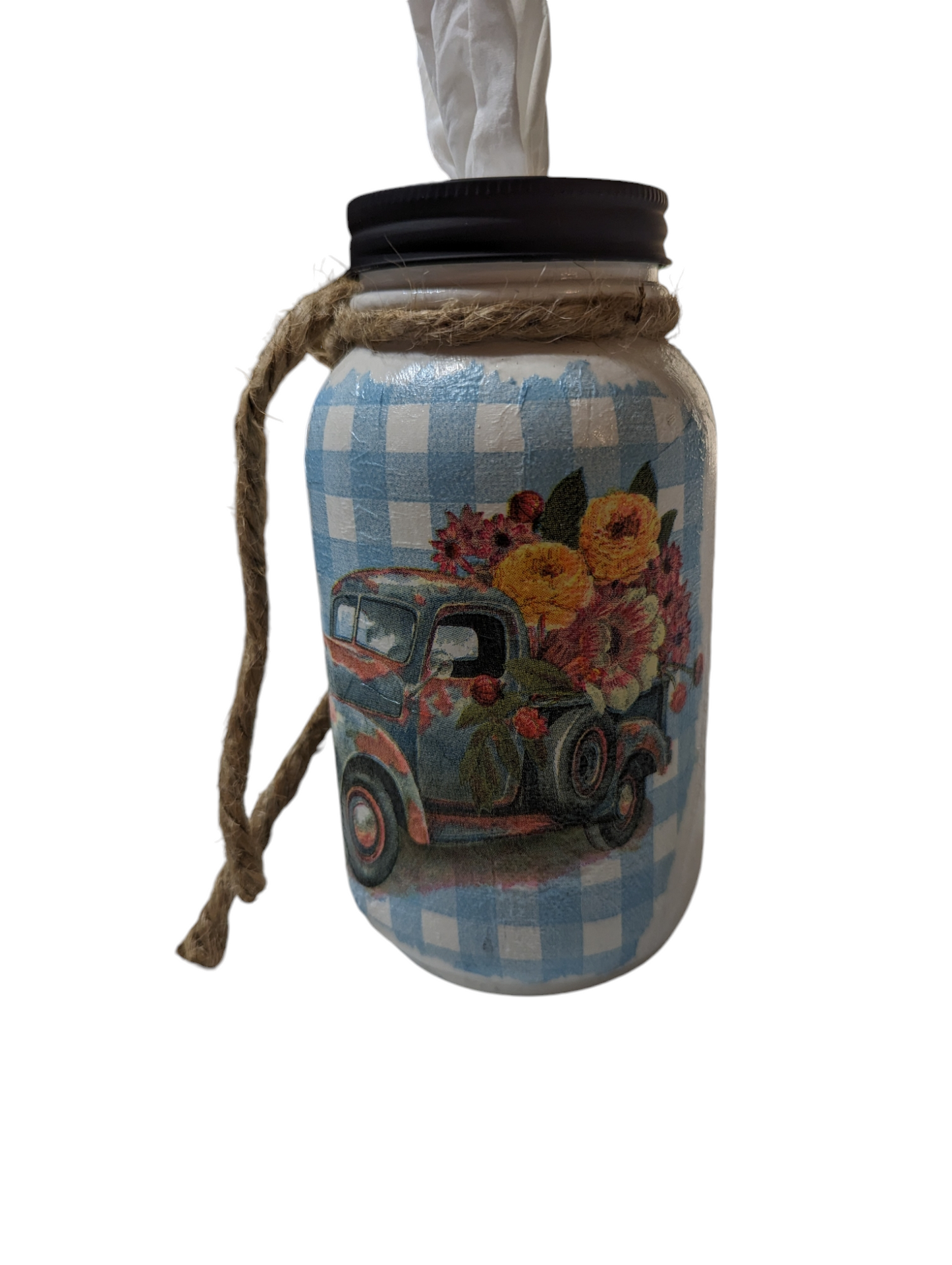 Vintage Old Flower Truck Mason Jar