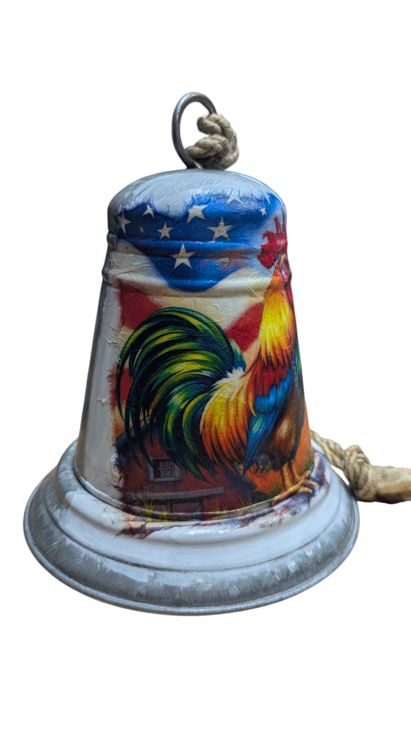 American Flag Patriot Rooster Chicken Bell