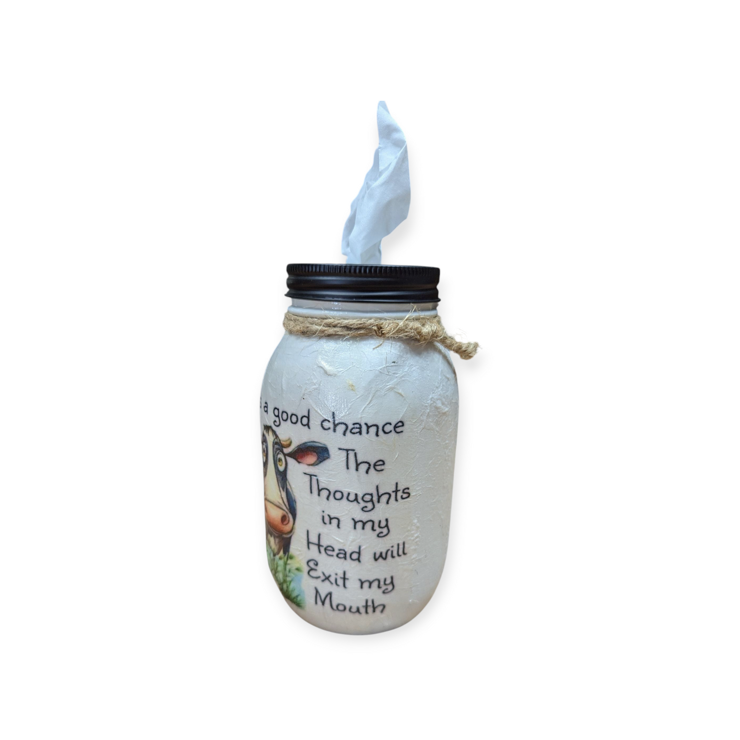 Funny Cow Mason Jar: soap pump, tissue dispenser, coin bank, vase,or canister