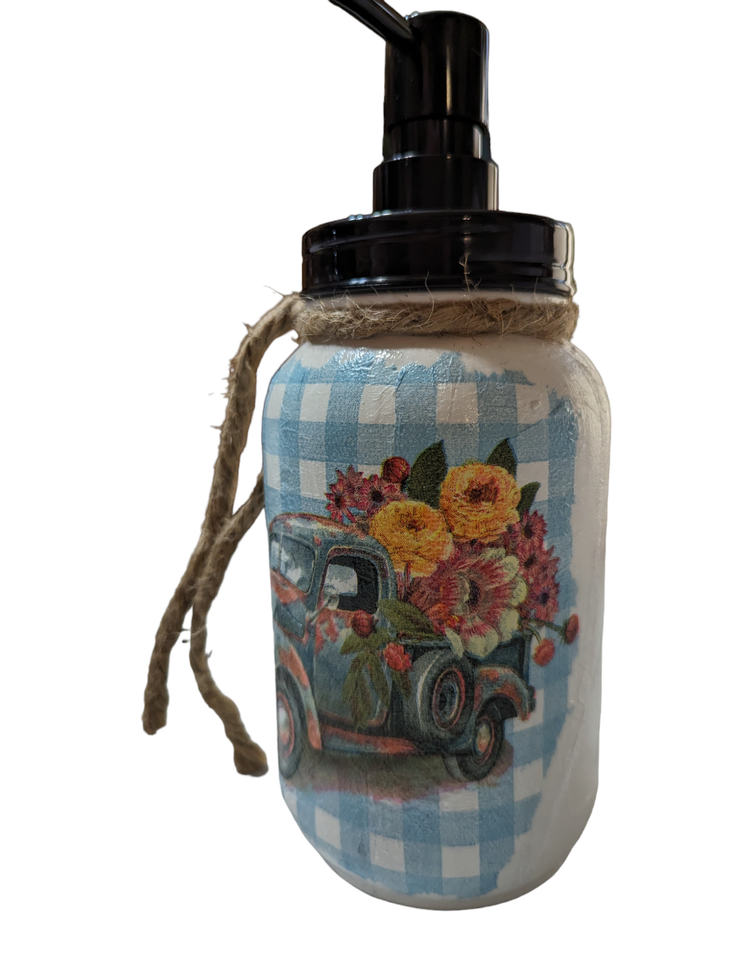 Vintage Old Flower Truck Mason Jar