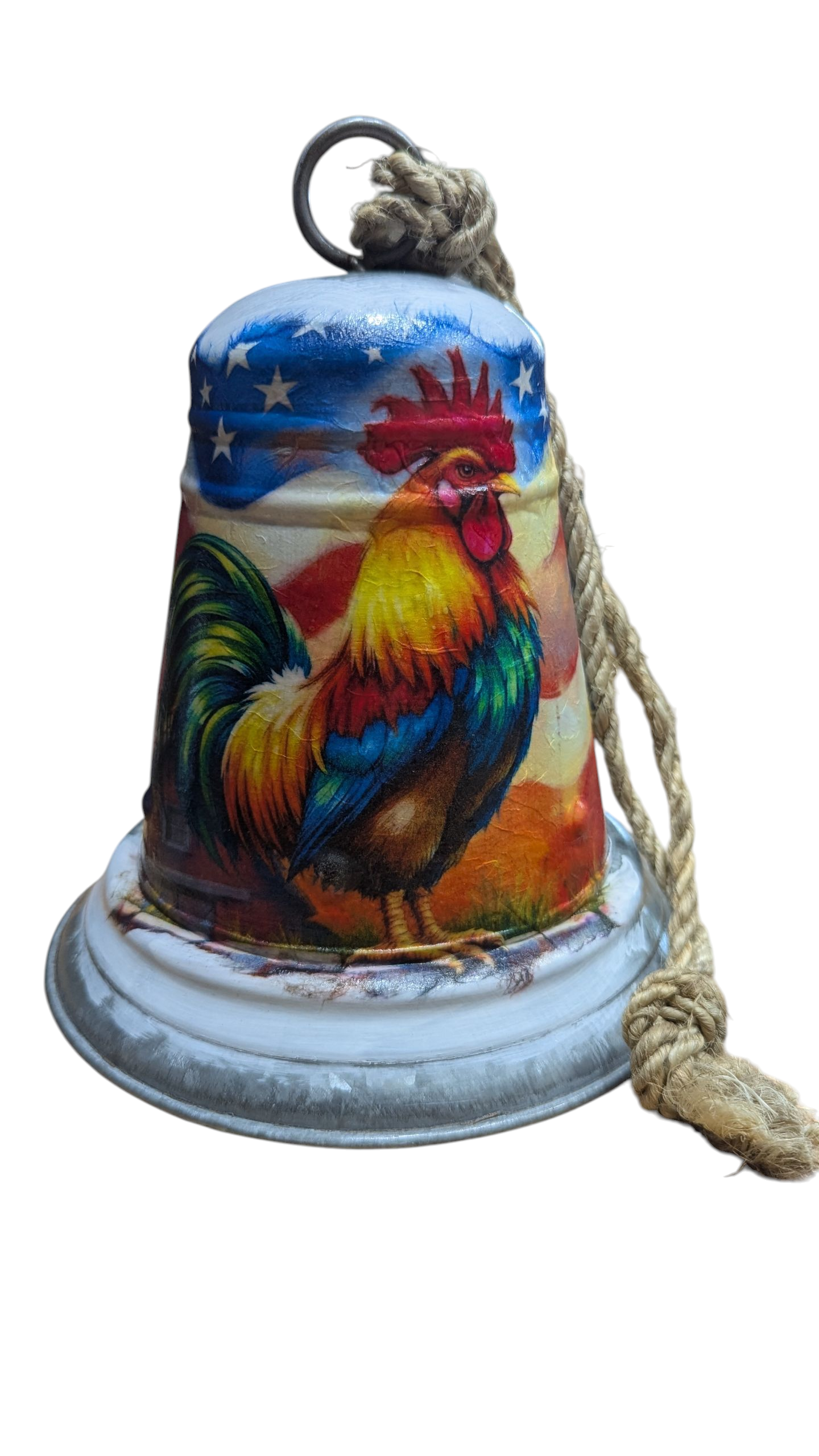 American Flag Patriot Rooster Chicken Bell