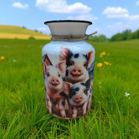 Adorable Group of Pigs Milk Jug Vase