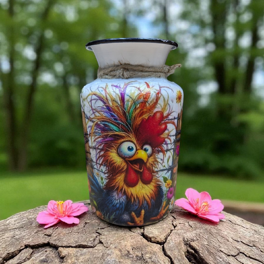 Quirky Rooster Milk Jug Vase
