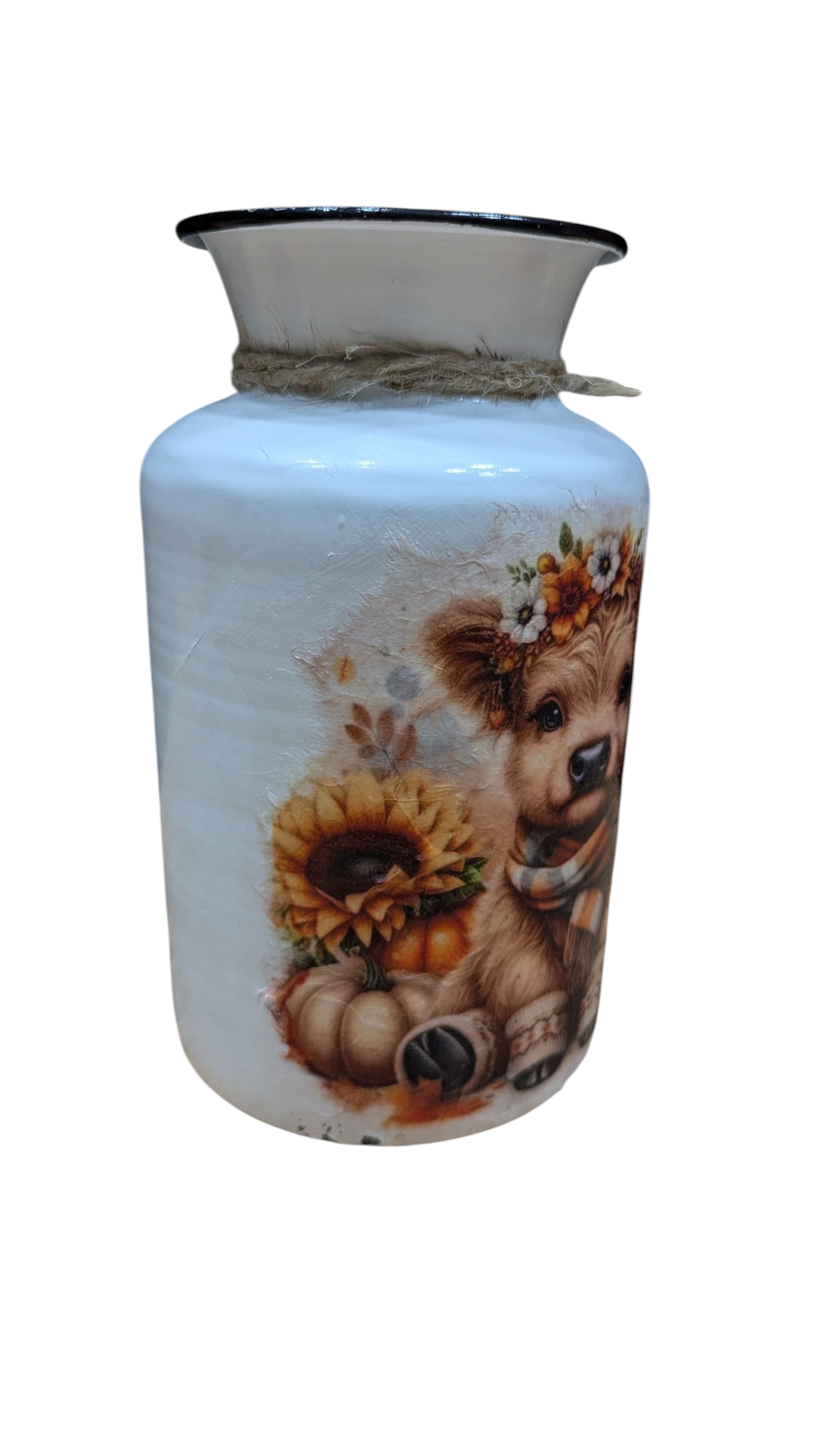 Fall Highland Cow Milk Jug Vase