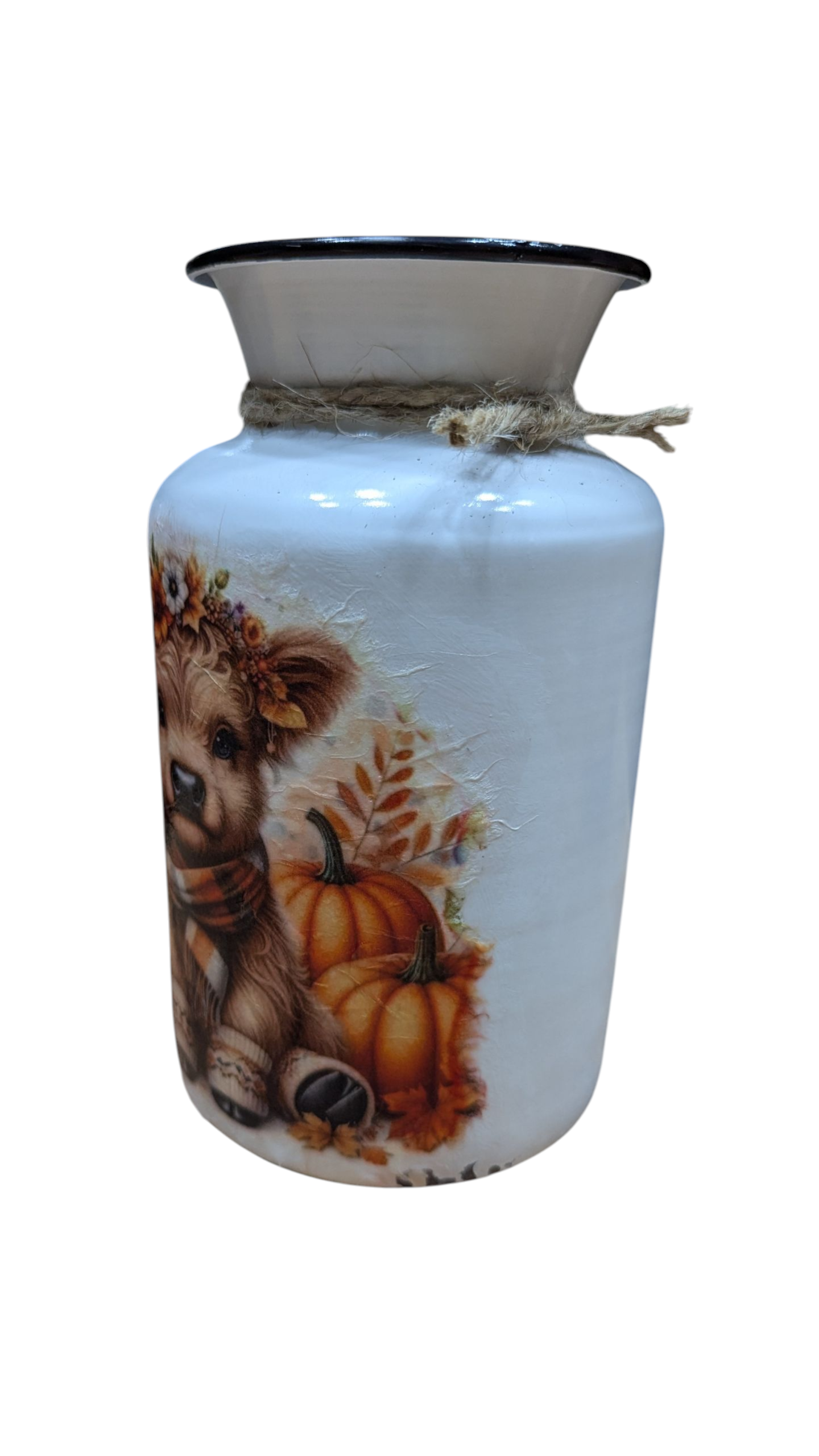 Fall Highland Cow Milk Jug Vase