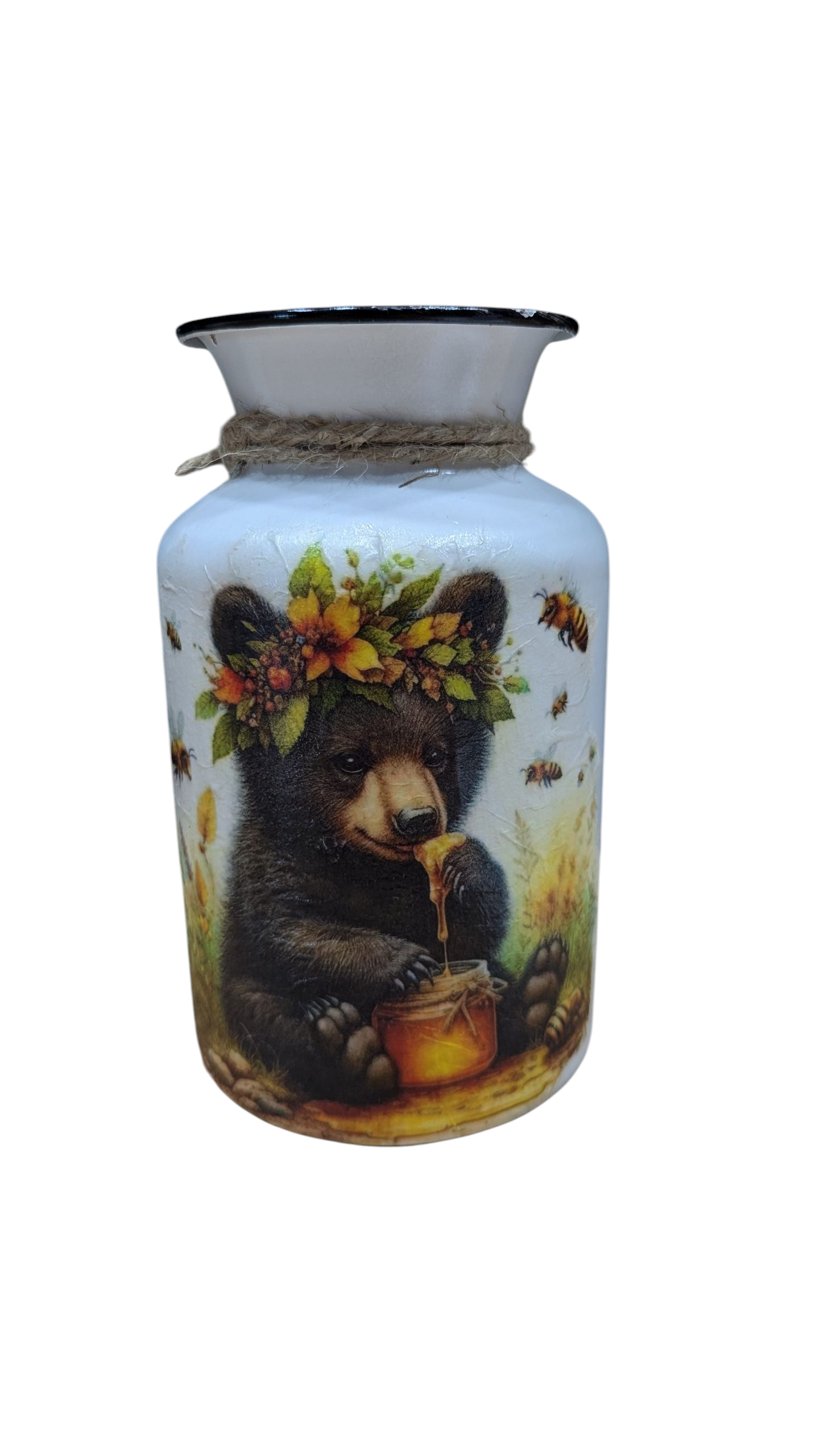 Honey Bear Floral Milk Jug Vase