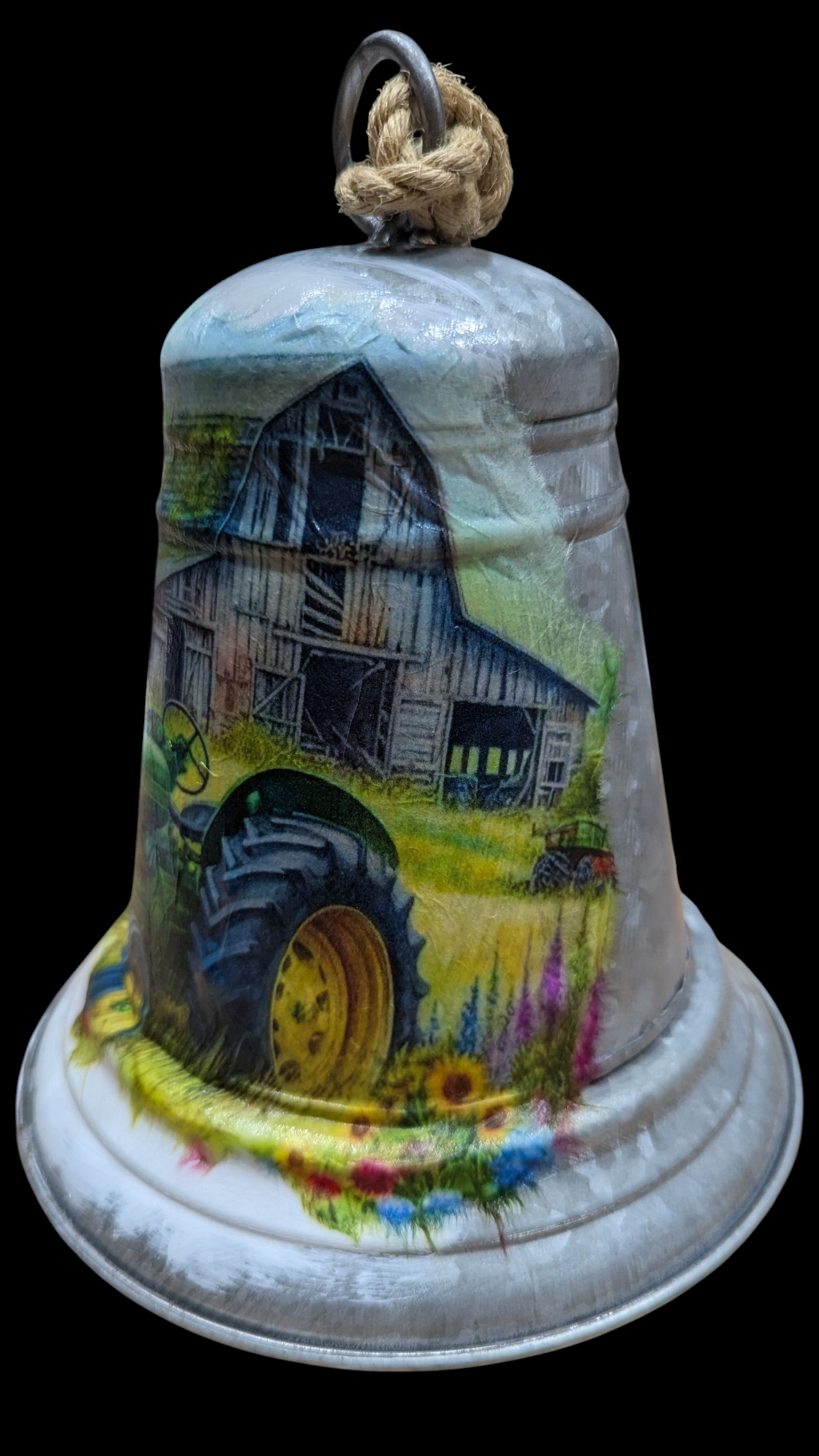 Green Tractor and Old Barn Bell
