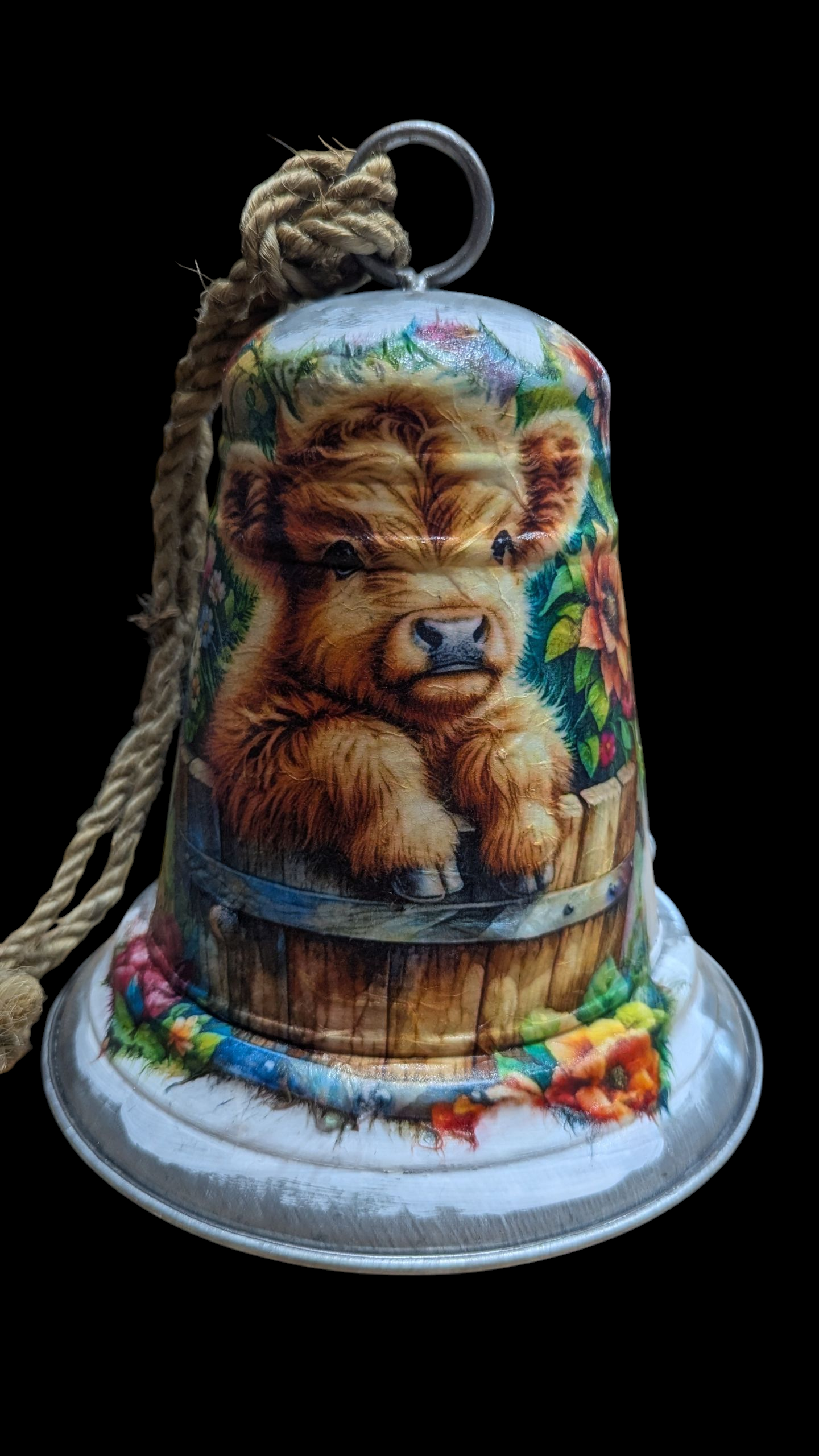 Highland Cow Baby in a Bucket Bell